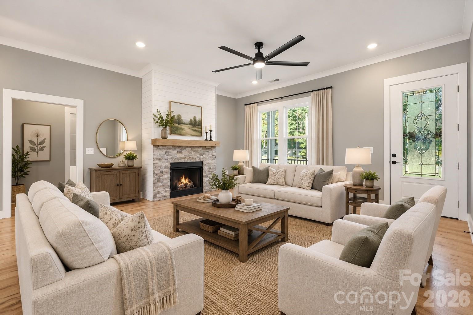 Virtually Staged Living Room - 1860 Twin Lakes Road, Rock Hill