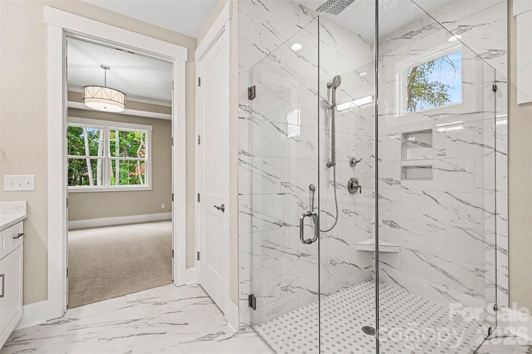 Primary Bath Curbless Shower - 1407 Jack White Drive, Rock Hill
