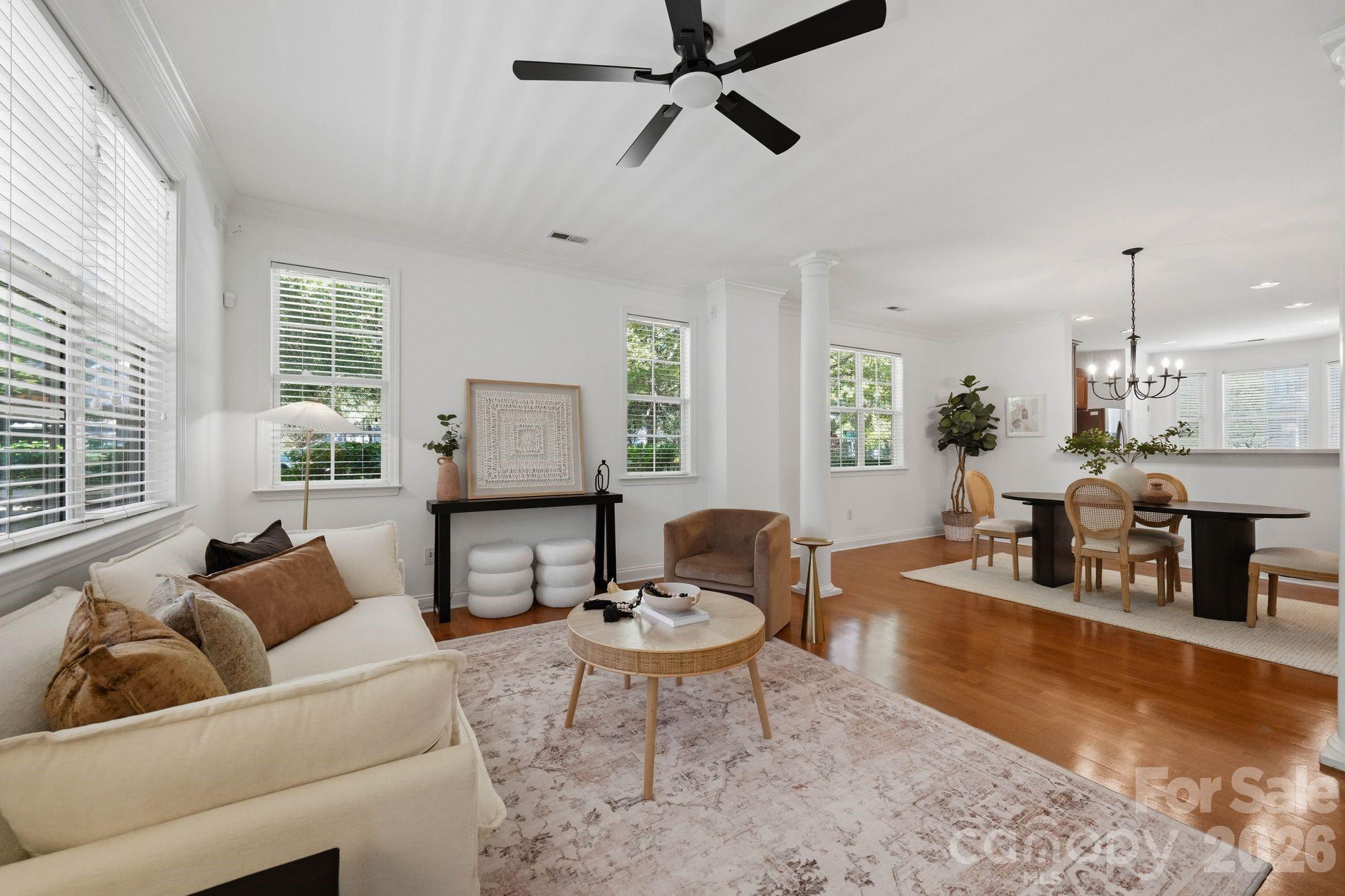 Inviting main living area with an open sightline to the kitchen and dining space. - 18810 Cloverstone Circle, Cornelius