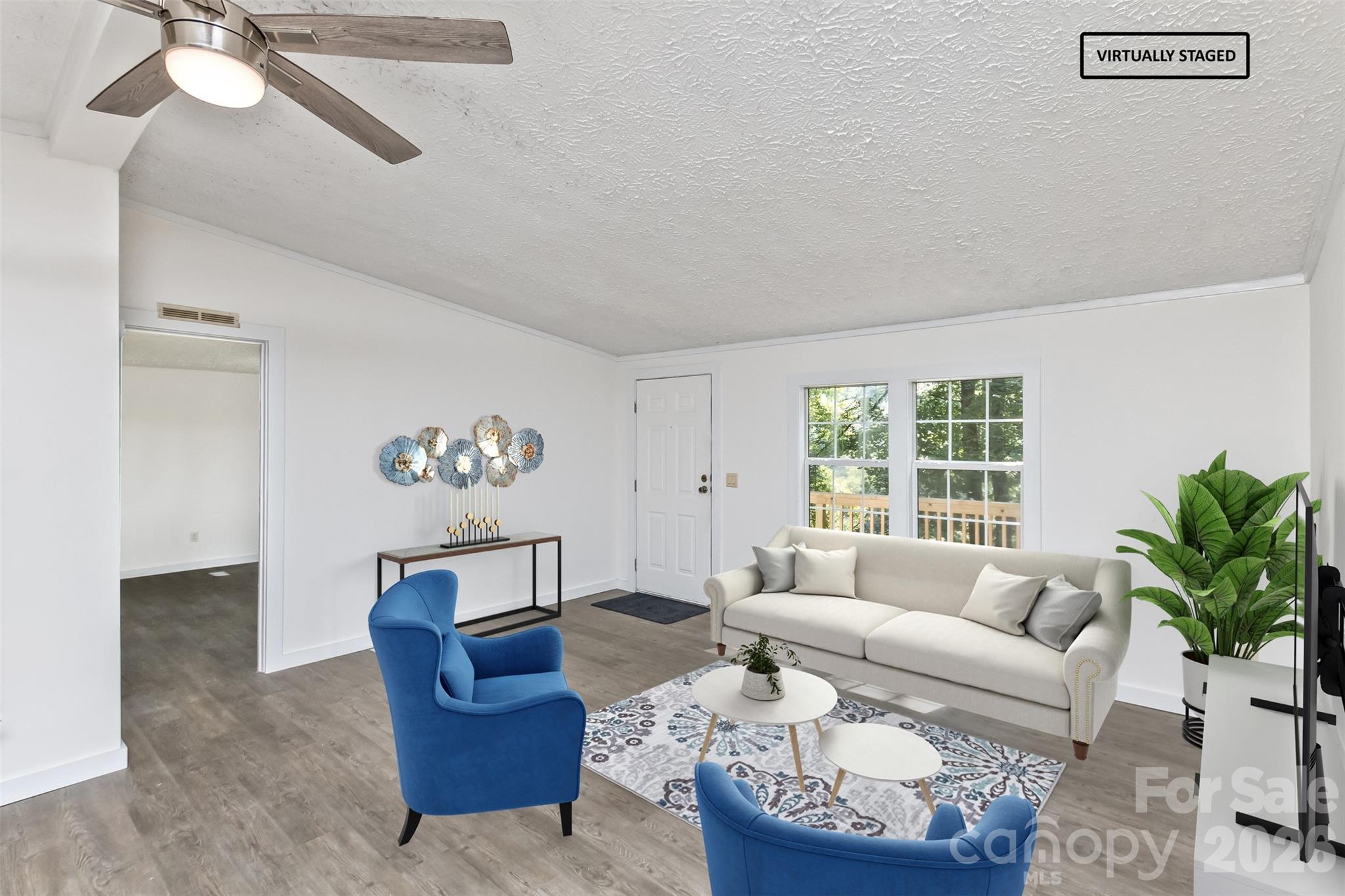 Virtual staged Living Room - 13 Cattail Drive, Sylva