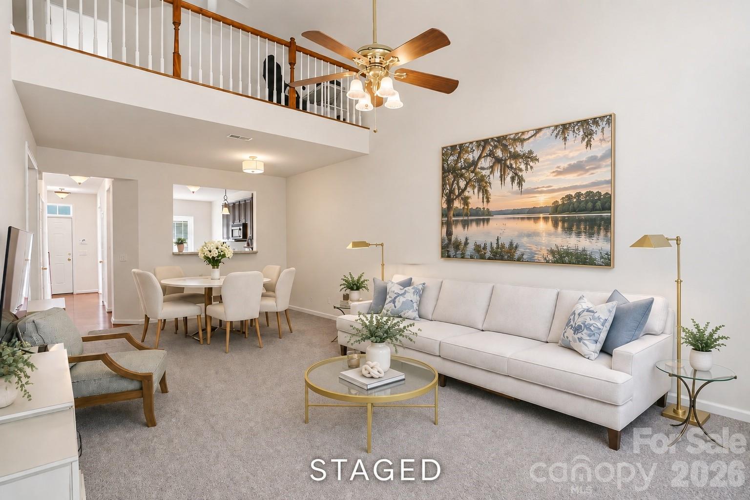 2-story Great Room & staged Dining Room area - 225 Horizon Circle, Rock Hill