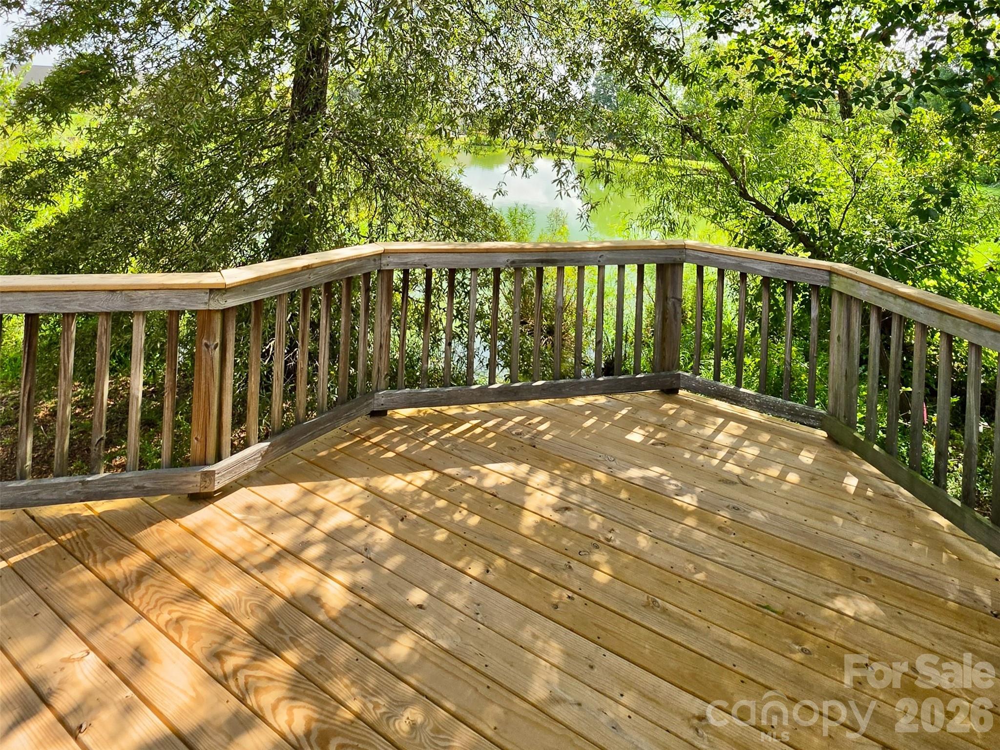 Back Deck with Pond View (Summer) - 5227 Crystal Lakes Drive, Rock Hill