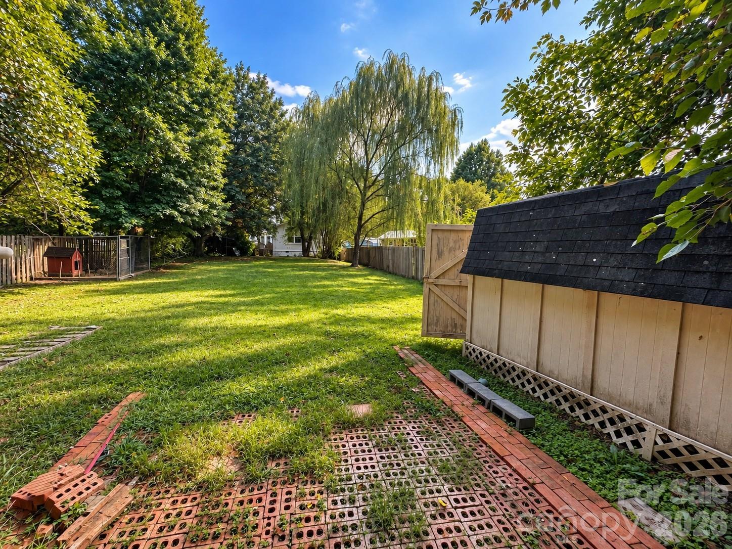 Backyard with Shed and Willow Trees - 4711 Summit Avenue, Greensboro