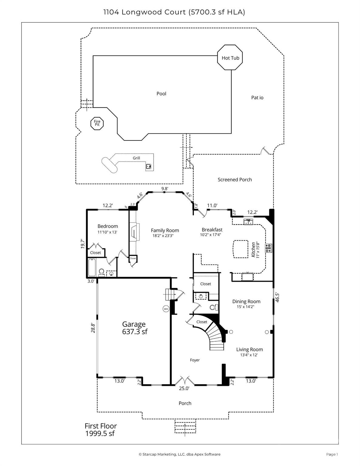 First Floor floorplan - 1104 Longwood Court, Matthews