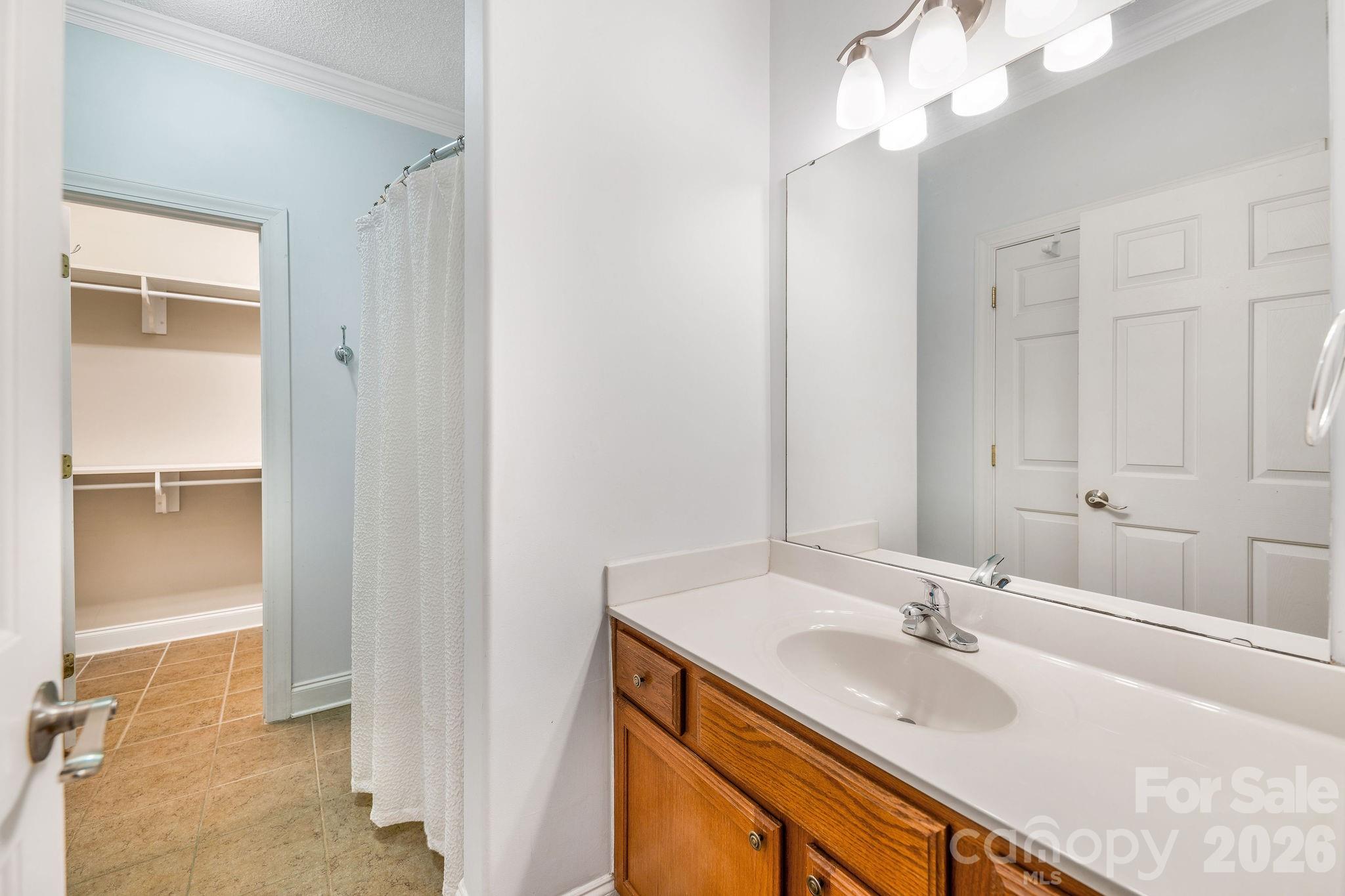 Primary ensuite with a walk-in closet. - 896 West Pointe Drive, Asheville