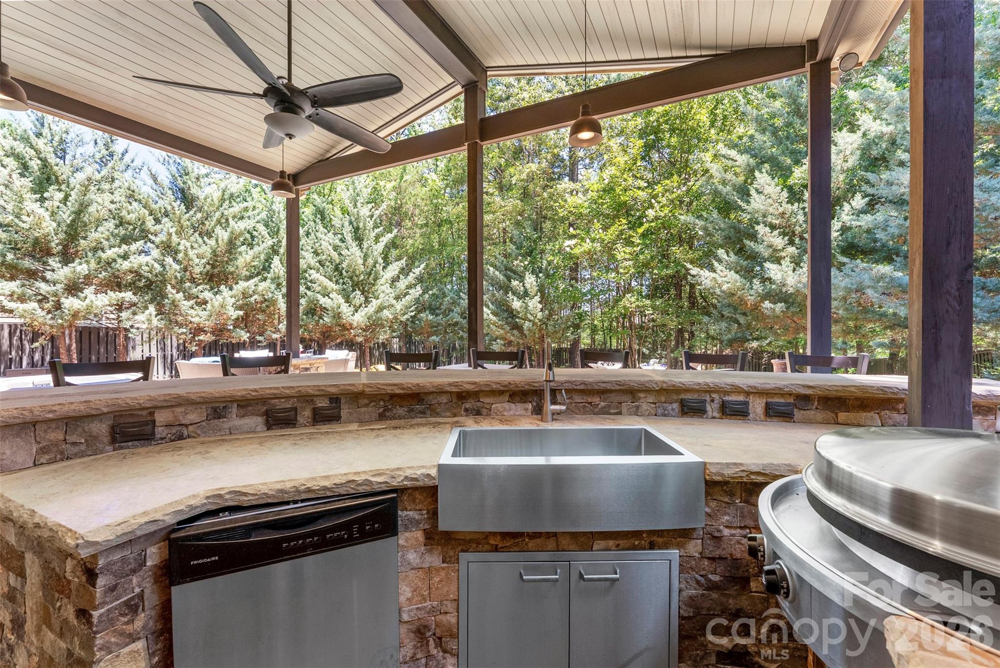 view of back yard from outdoor kitchen - 3411 Stags Leap Way, York