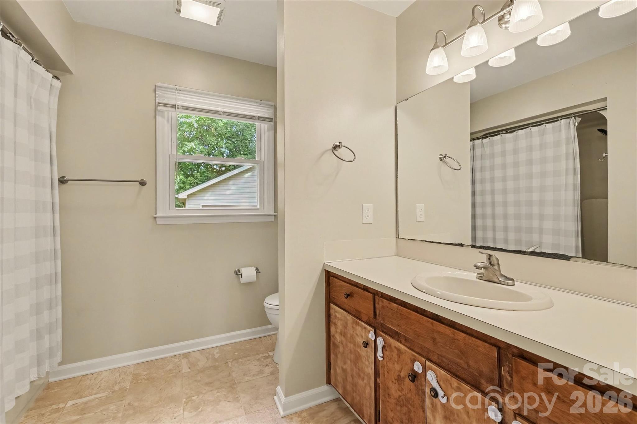 Primary bedroom bath with window, overlooks the back yard. - 248 Hillcrest Avenue, Rock Hill