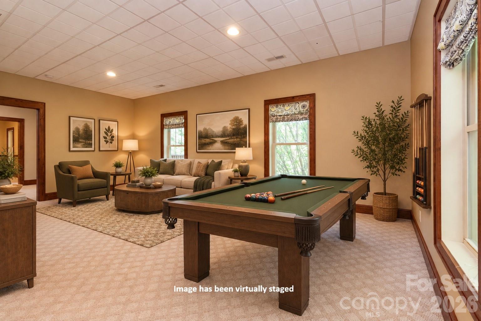Lower Level Game Room - Virtually Staged - 5 Meadowbrook Lane, Weaverville
