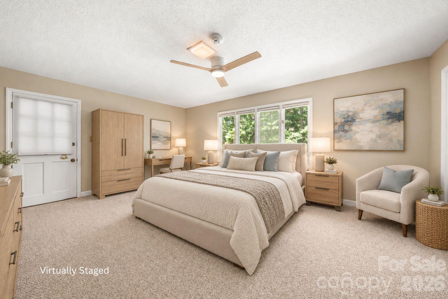 Virtually altered primary bedroom - 3426 Driftwood Drive, Gastonia