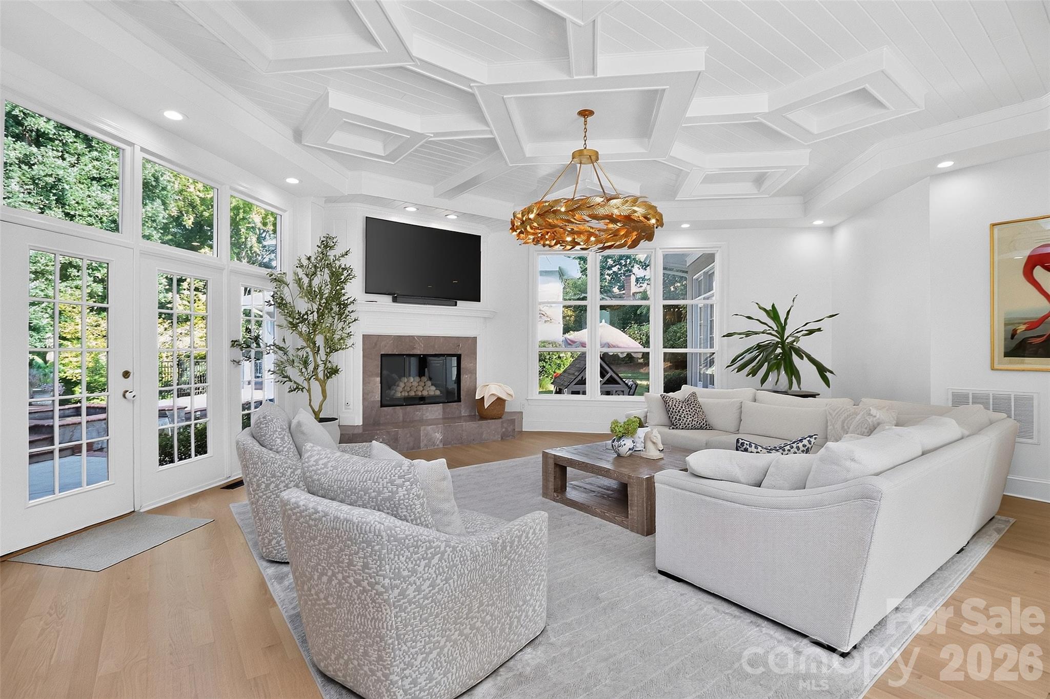 den with multiple walkouts to pool - 1901 Cortelyou Road, Charlotte