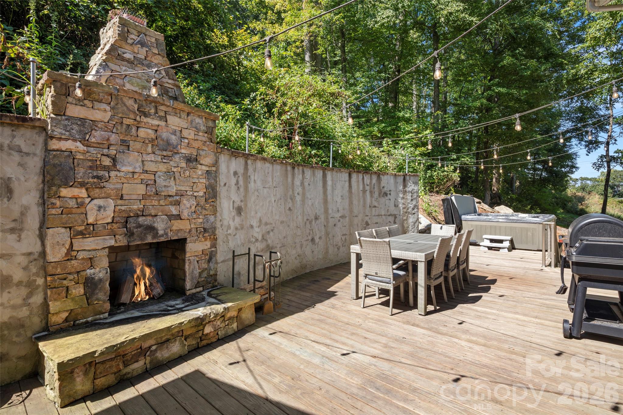 Spacious entertaining deck with wood burning fireplace - 349 View Rock Lane, Hendersonville