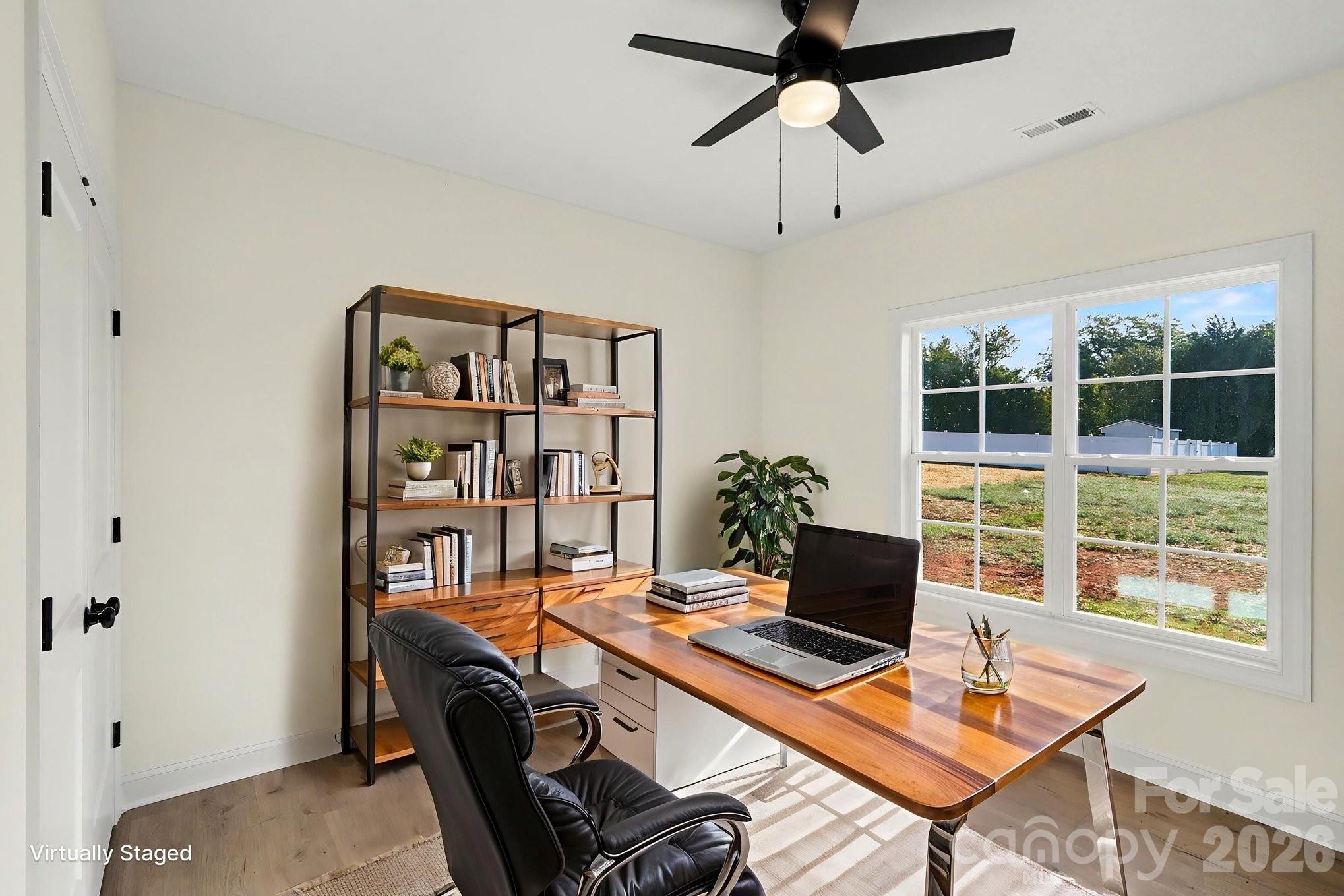 Secondary bedroom virtually staged as an office - 155 Southern Oaks Lane, Salisbury