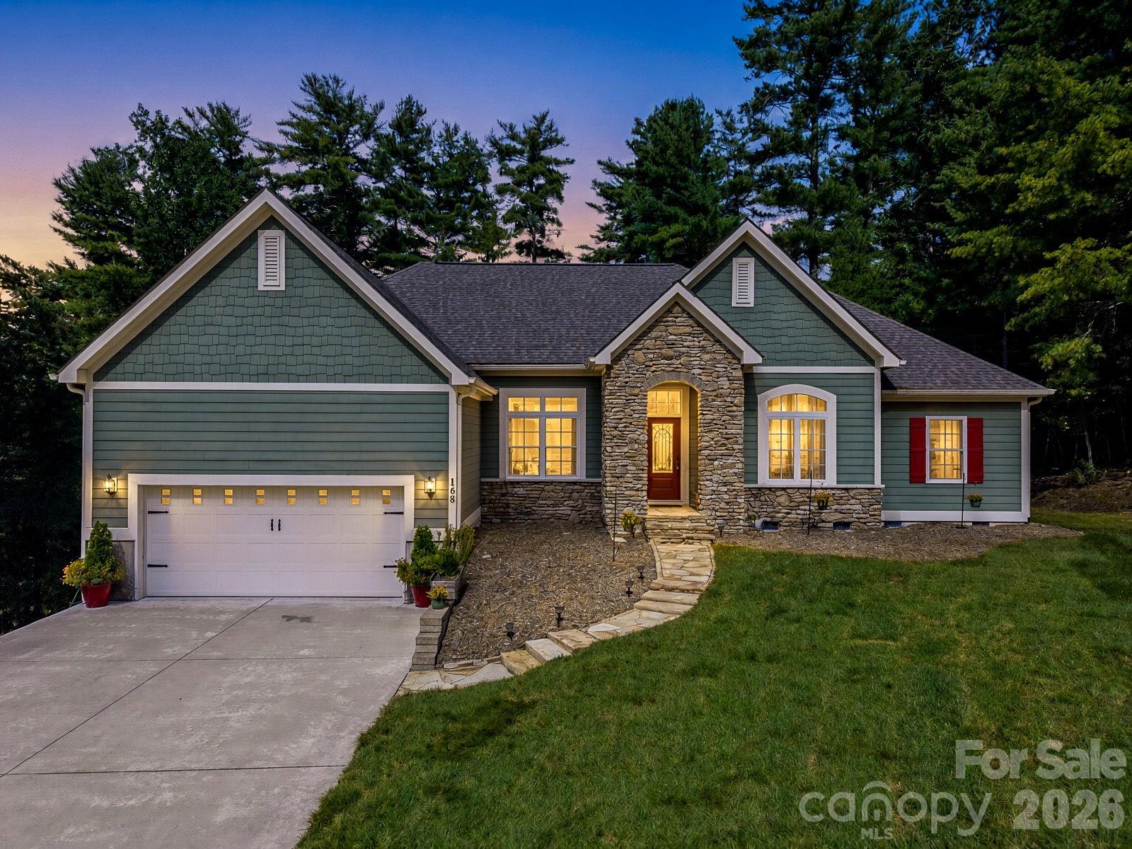 Front Exterior – Twilight - 168 Willow Place Circle, Hendersonville