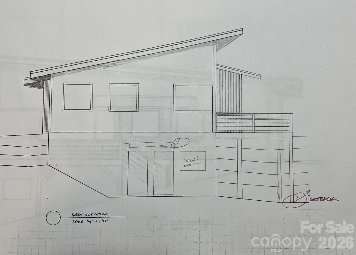 Rear Sketch of home designed for lot - 3 N Belgium Lane, Asheville