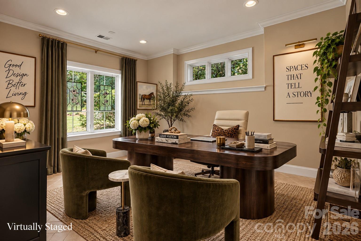 Virtually Staged Home Office / Study(basement) - 7967 Glen Abbey Circle, Stanley