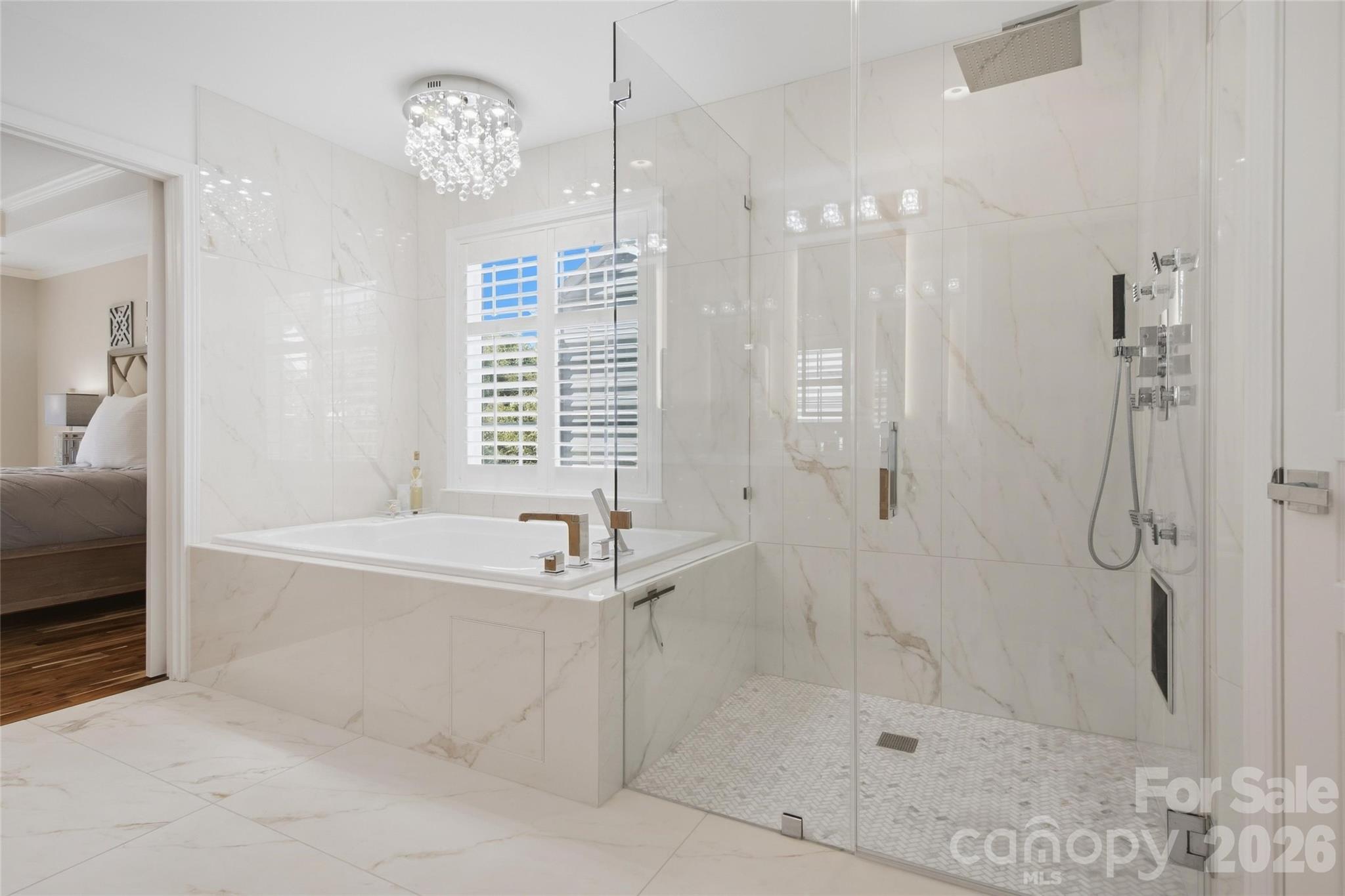 with custom tile and glass shower - 5134 Cressingham Drive, Indian Land
