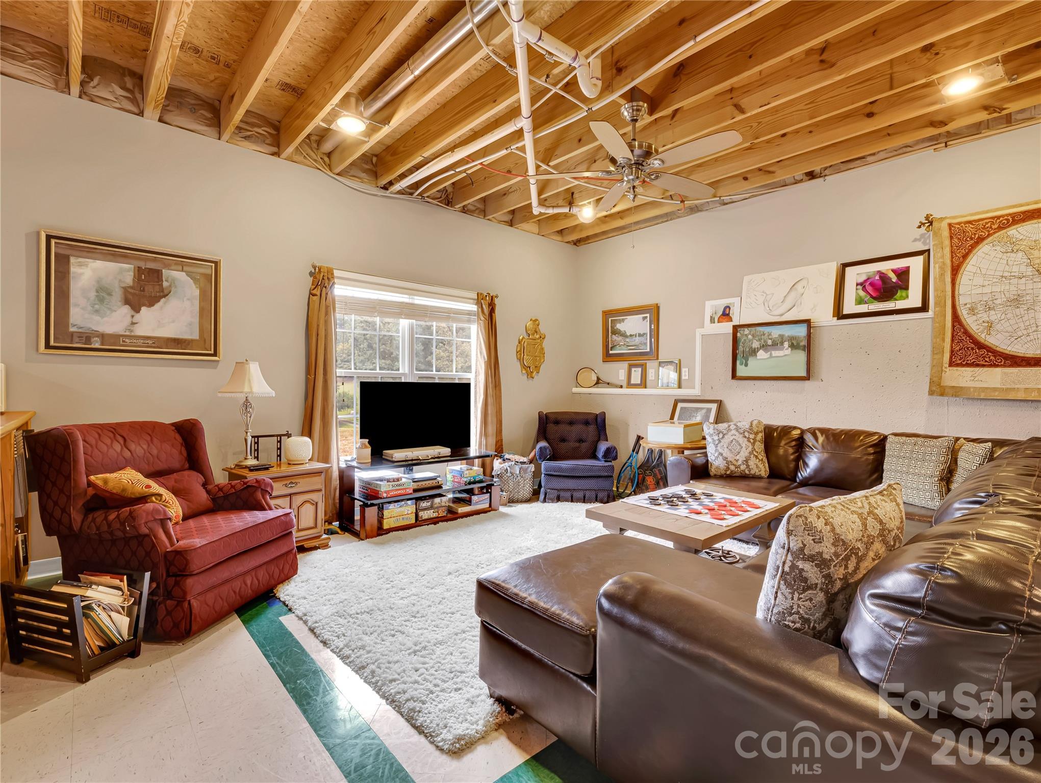 Cozy television room on this lower level will be a favorite destination! - 27 & 56 Troy Lane, Tryon