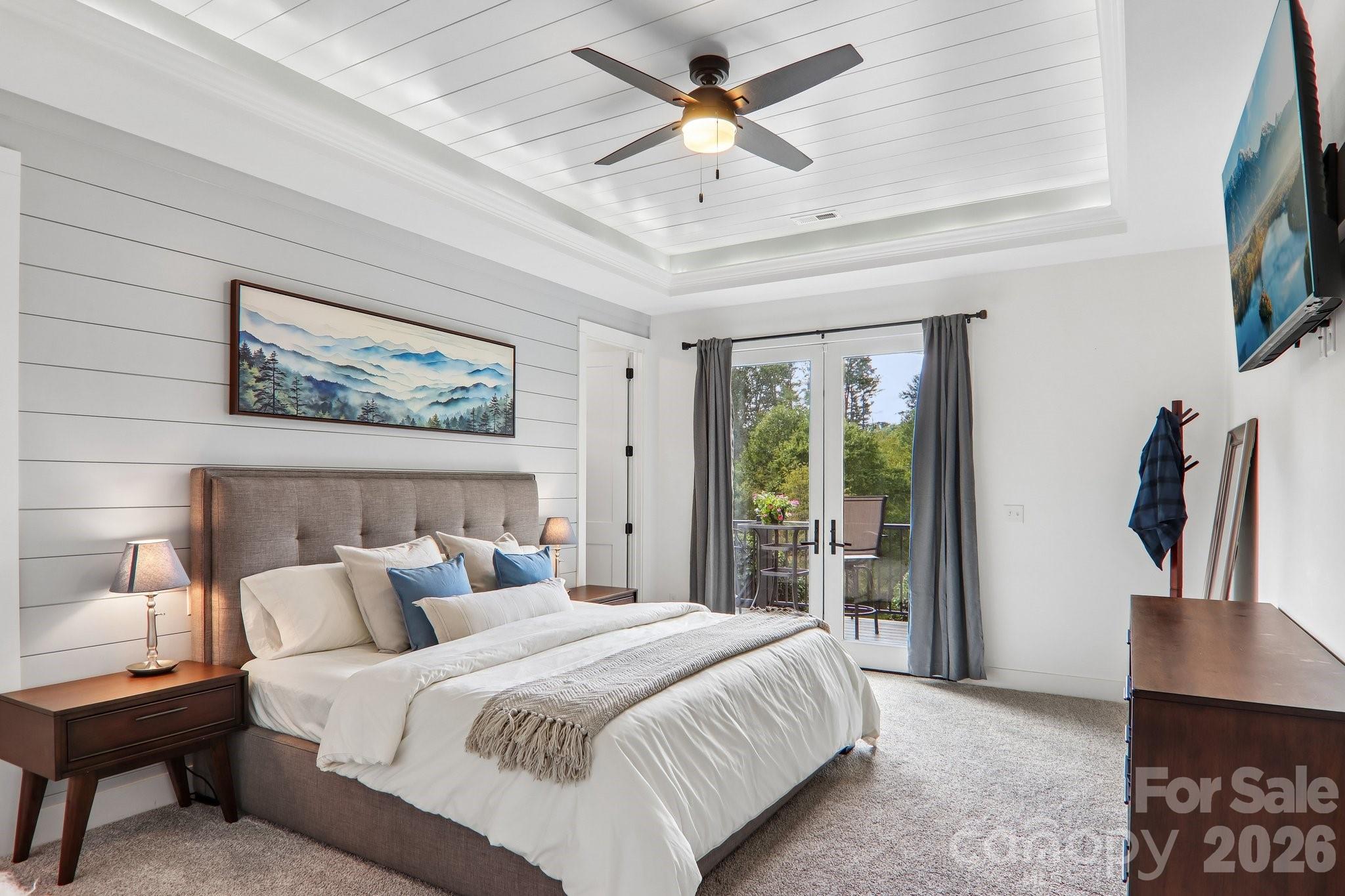 Master Bedroom, Trail Celings With access to the deck - 107 New Pinner Place, Arden