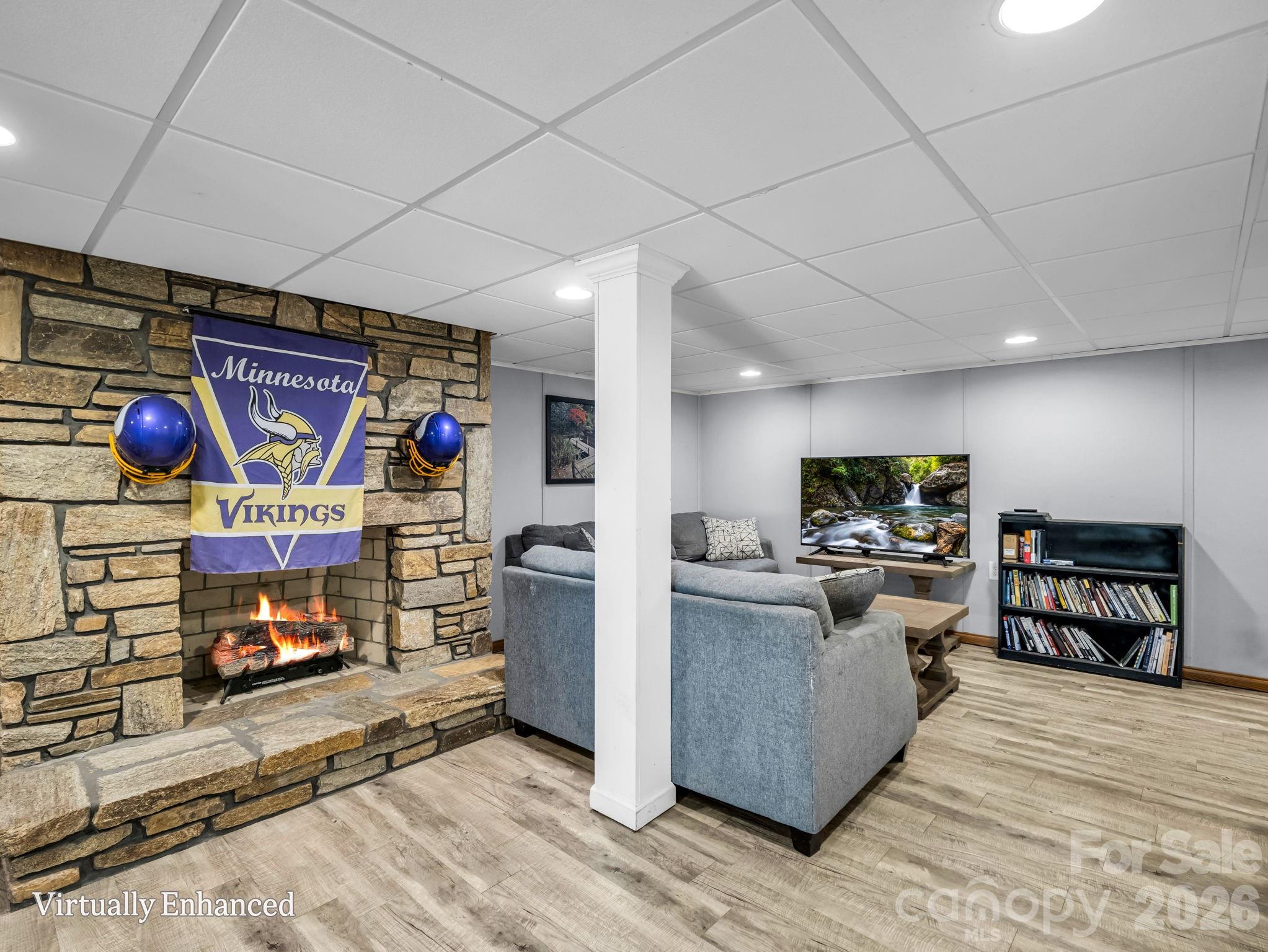 basement with fireplace - 215 Hillcrest Drive, Columbus