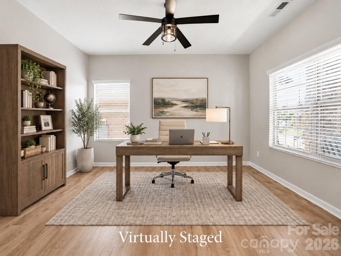 Virtually - Staged -Dedicated Office with French Doors on Main Level - 1231 Tranquil Falls Lane, Matthews