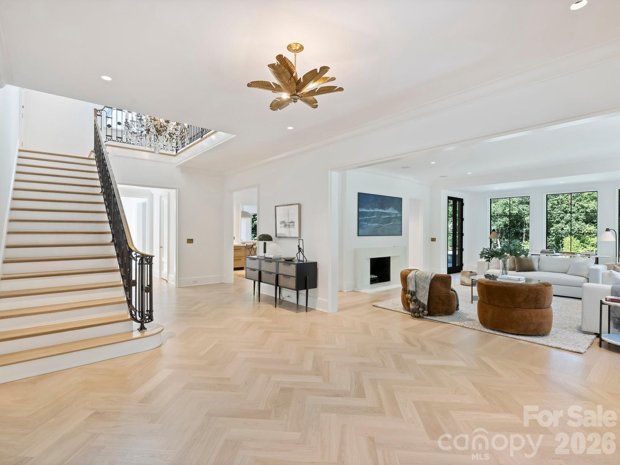 Foyer open to the Family room and office area - 600 Hermitage Road, Charlotte