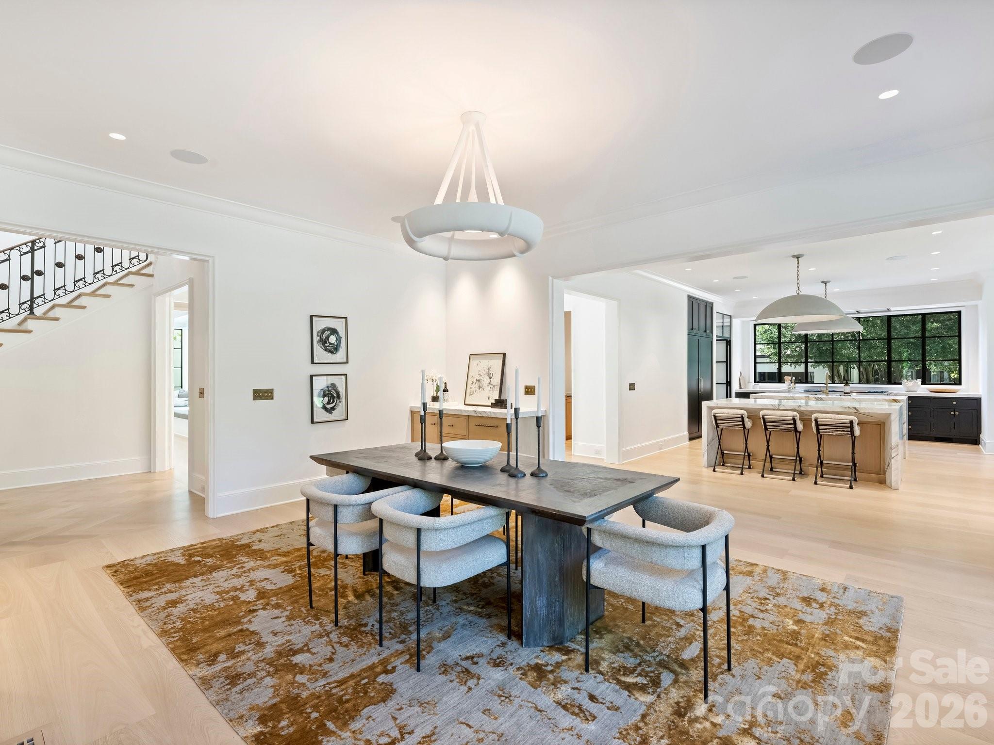 Dining room with drink bar open to the kitchen - 600 Hermitage Road, Charlotte