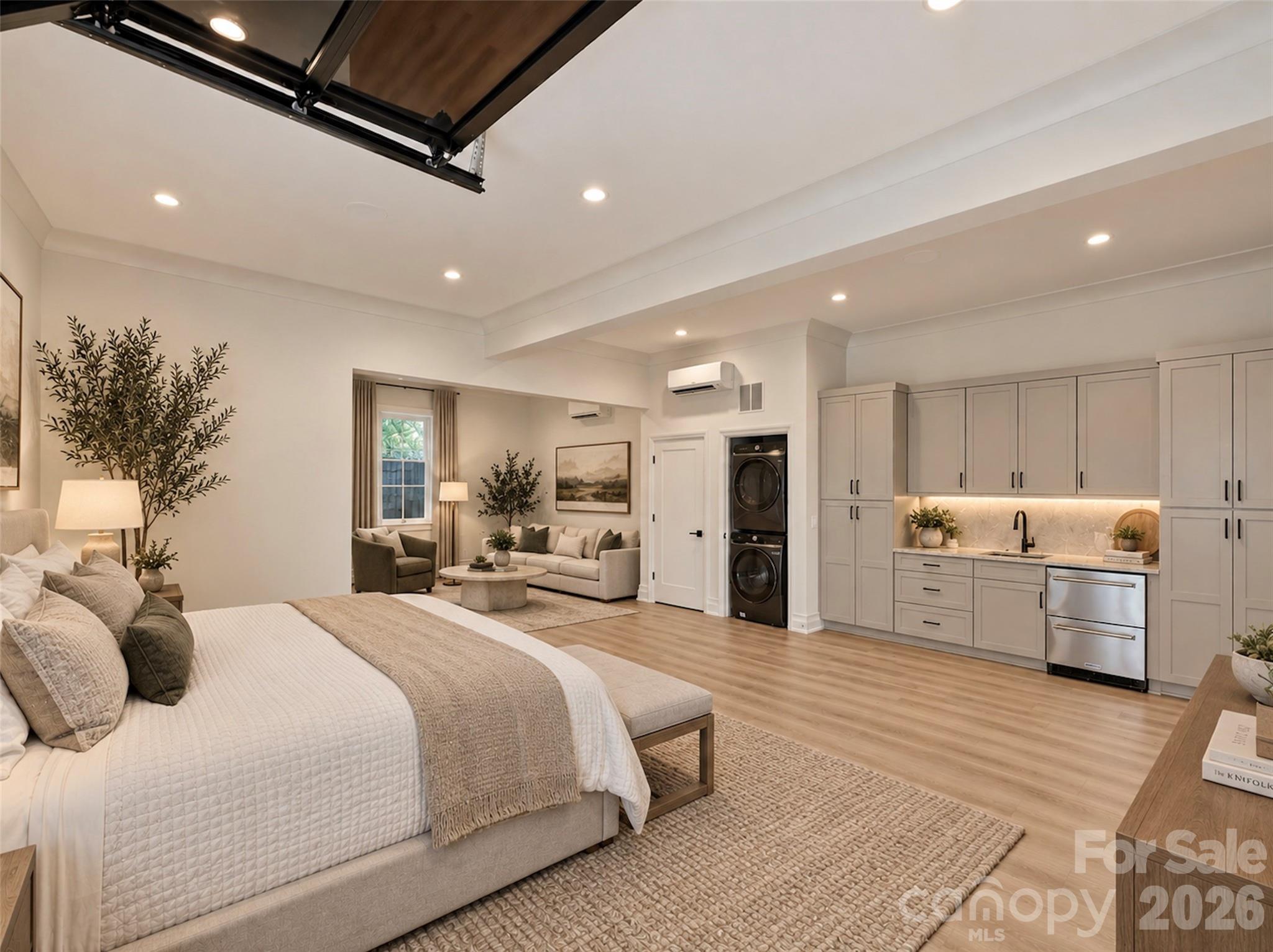 2nd living quarters with full bath, kitchenette and laundry virtually staged as a guest quarters - 600 Hermitage Road, Charlotte