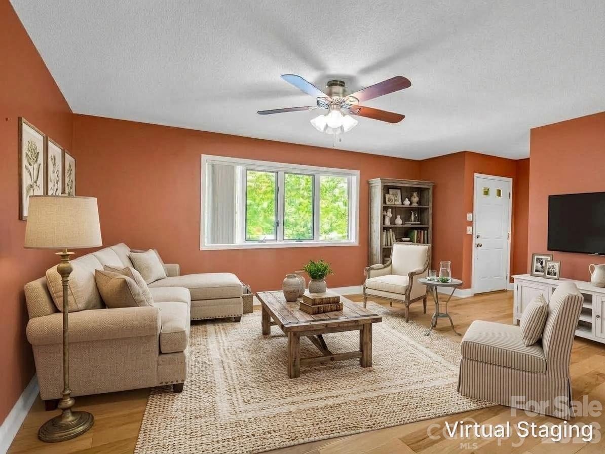 Virtually Staged Living Room - 156 Deer Run, Hendersonville