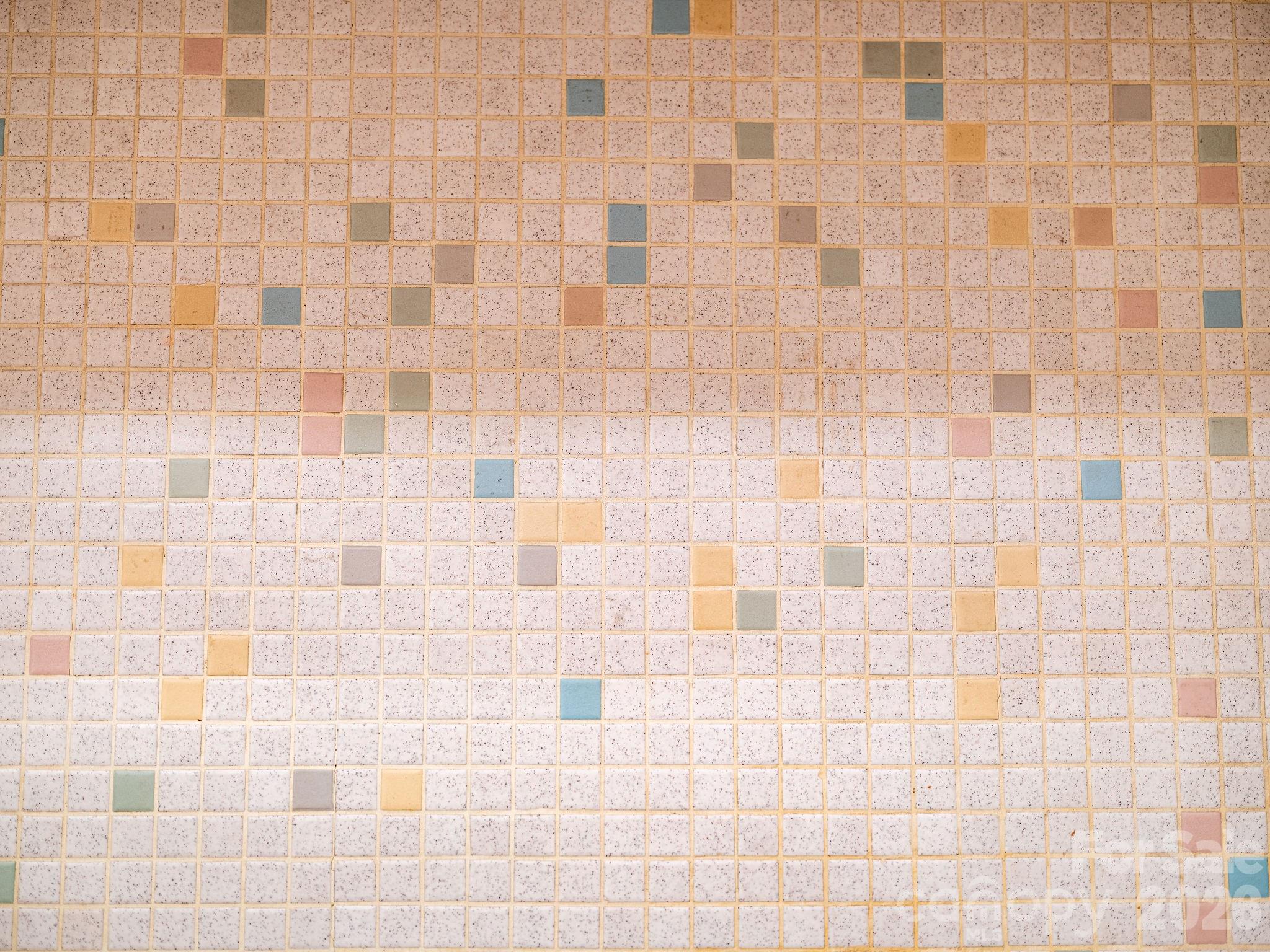 Cute Mid century tile in hall bathroom. - 1 Pheasant Ridge Drive, Asheville