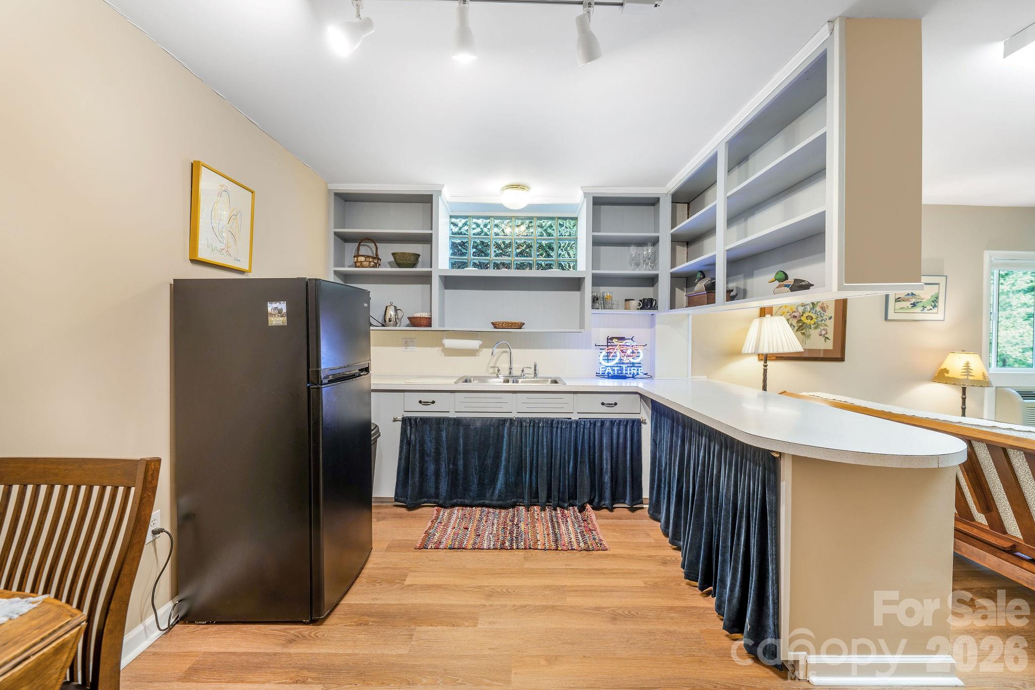 Kitchenette on lower level with sink, and space for any other needs. - 1 Pheasant Ridge Drive, Asheville
