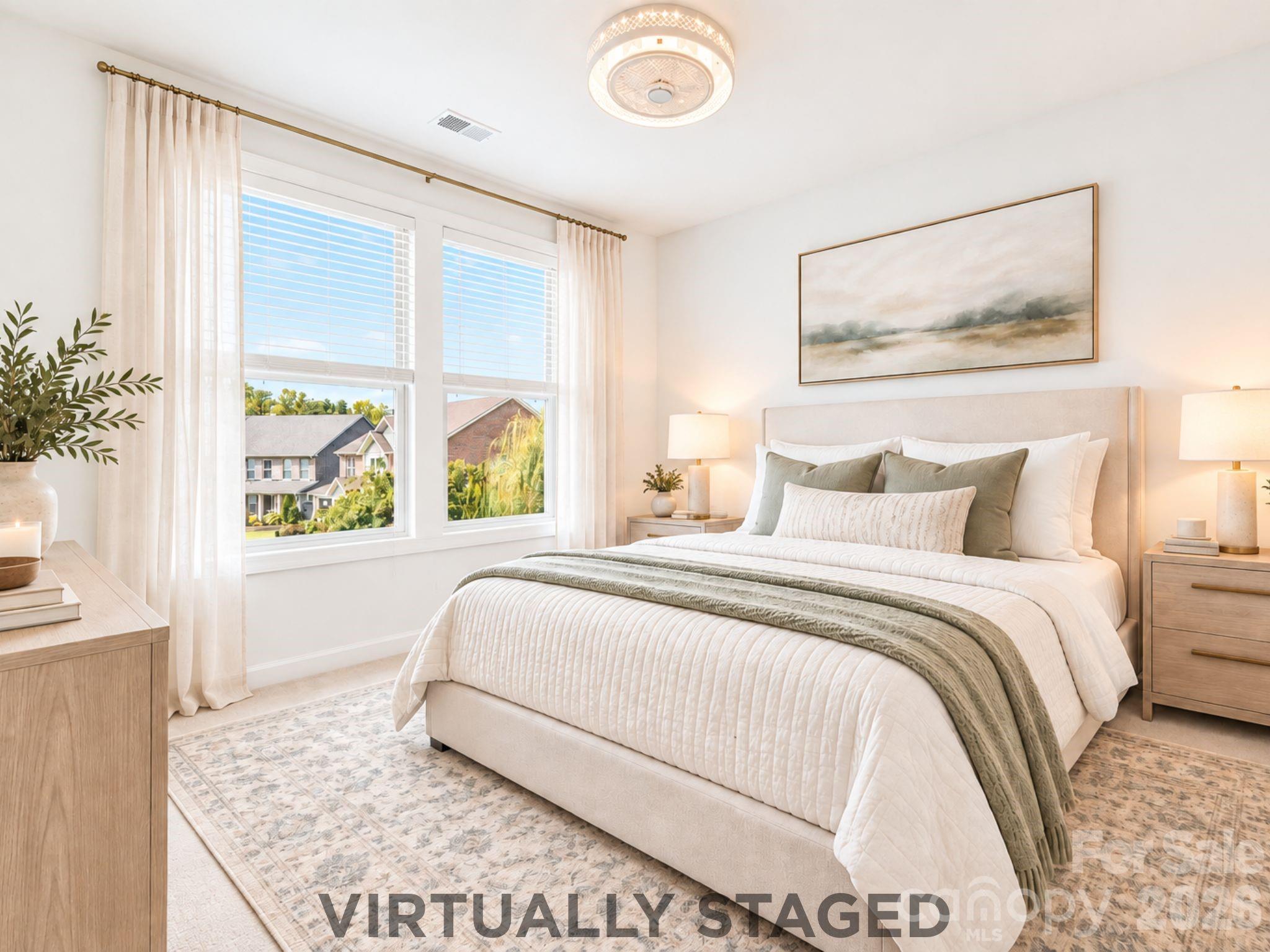 Virtually staged, this bright second-level bedroom becomes a peaceful retreat, complete with plenty of room for a full bedroom suite and easy access to the shared hall bathroom —an inviting space where a loved one can settle in and feel at home. - 8315 Breton Way, Harrisburg