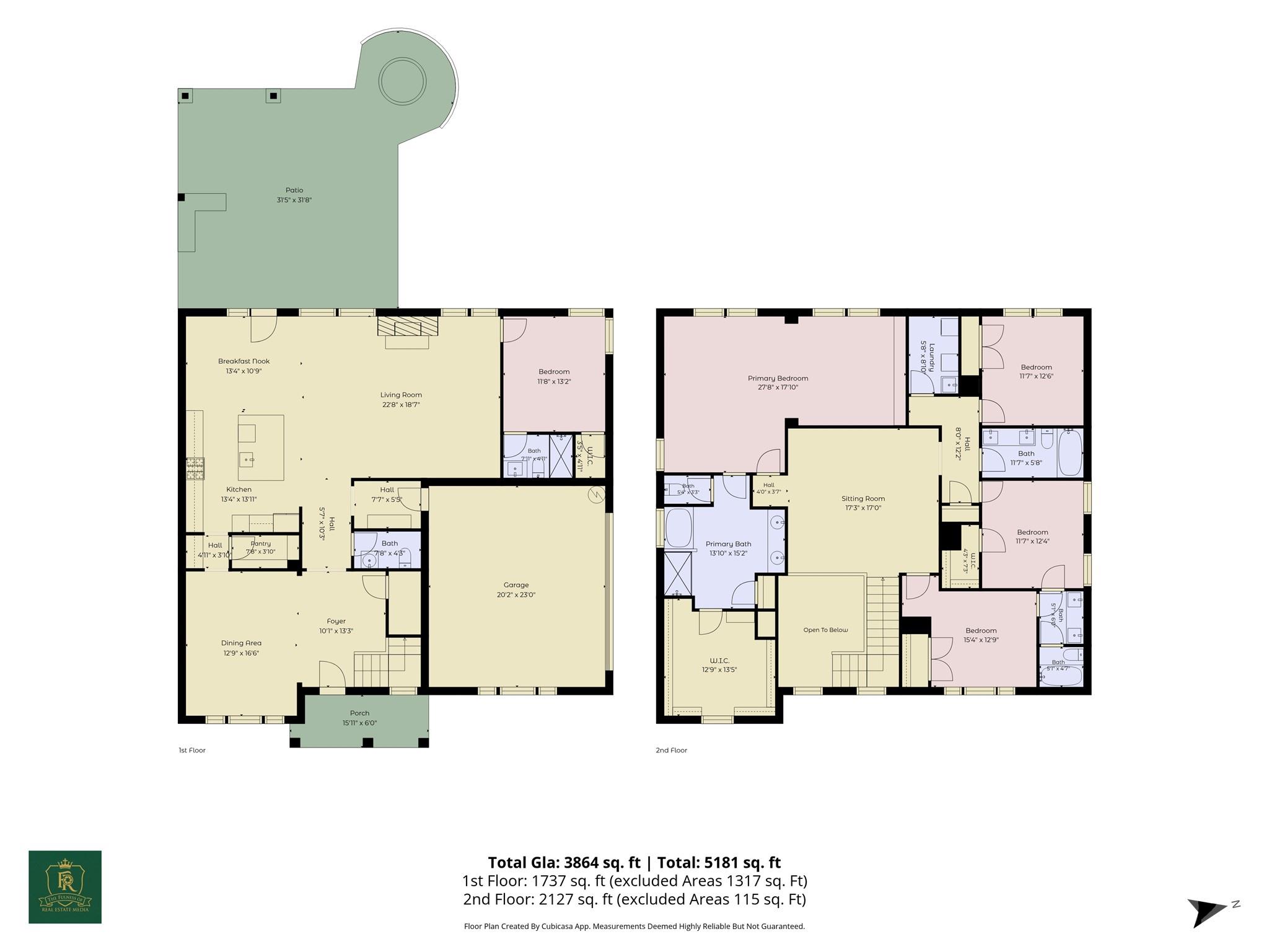 The complete two-level floor plan brings the home's approximately 3,864 square feet into view, showcasing five large bedrooms, four-and-a-half baths and a thoughtful balance of gathering spaces, private retreats and flexible rooms for the years ahead. - 8315 Breton Way, Harrisburg