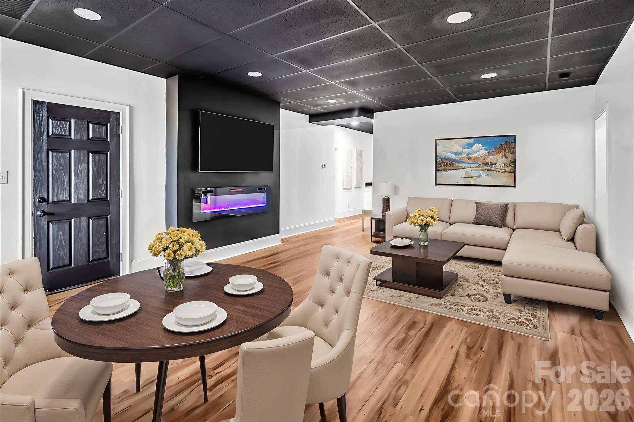 Virtual Staging Living Room in Basement - 394 Stone Cliff Lane, Lake Wylie