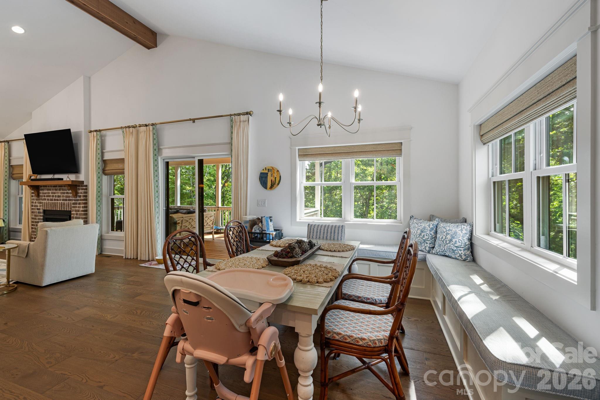 Dining Room with Custom Window Seats. - 14 Sugarland Ridge Trail, Fairview
