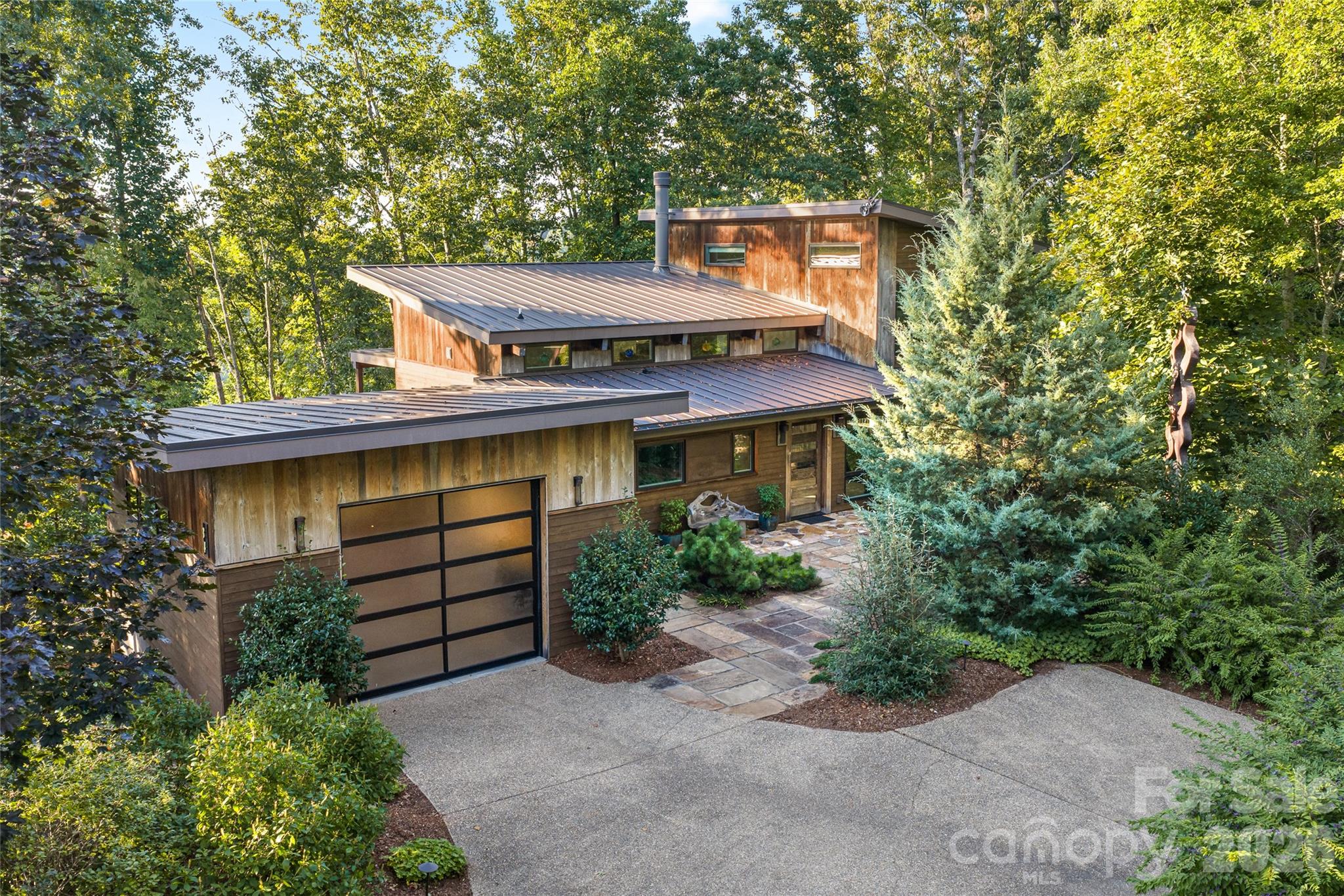 Mountain contemporary home with Oak and Cypress exterior. - 34 Bee Balm Way, Asheville