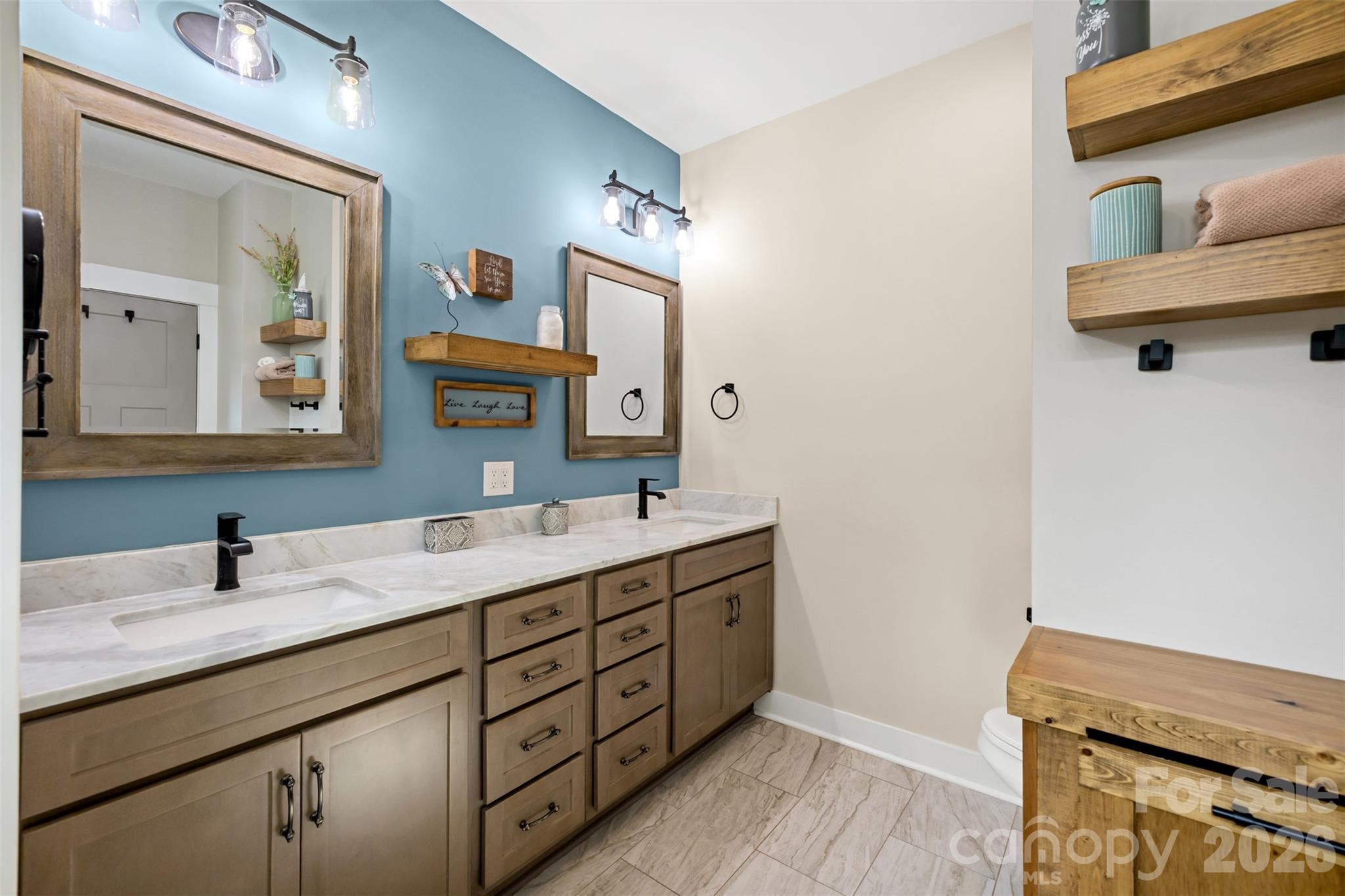 Double vanity offers plenty of storage and counter space - 1604 Aragon Beach Road, Rock Hill
