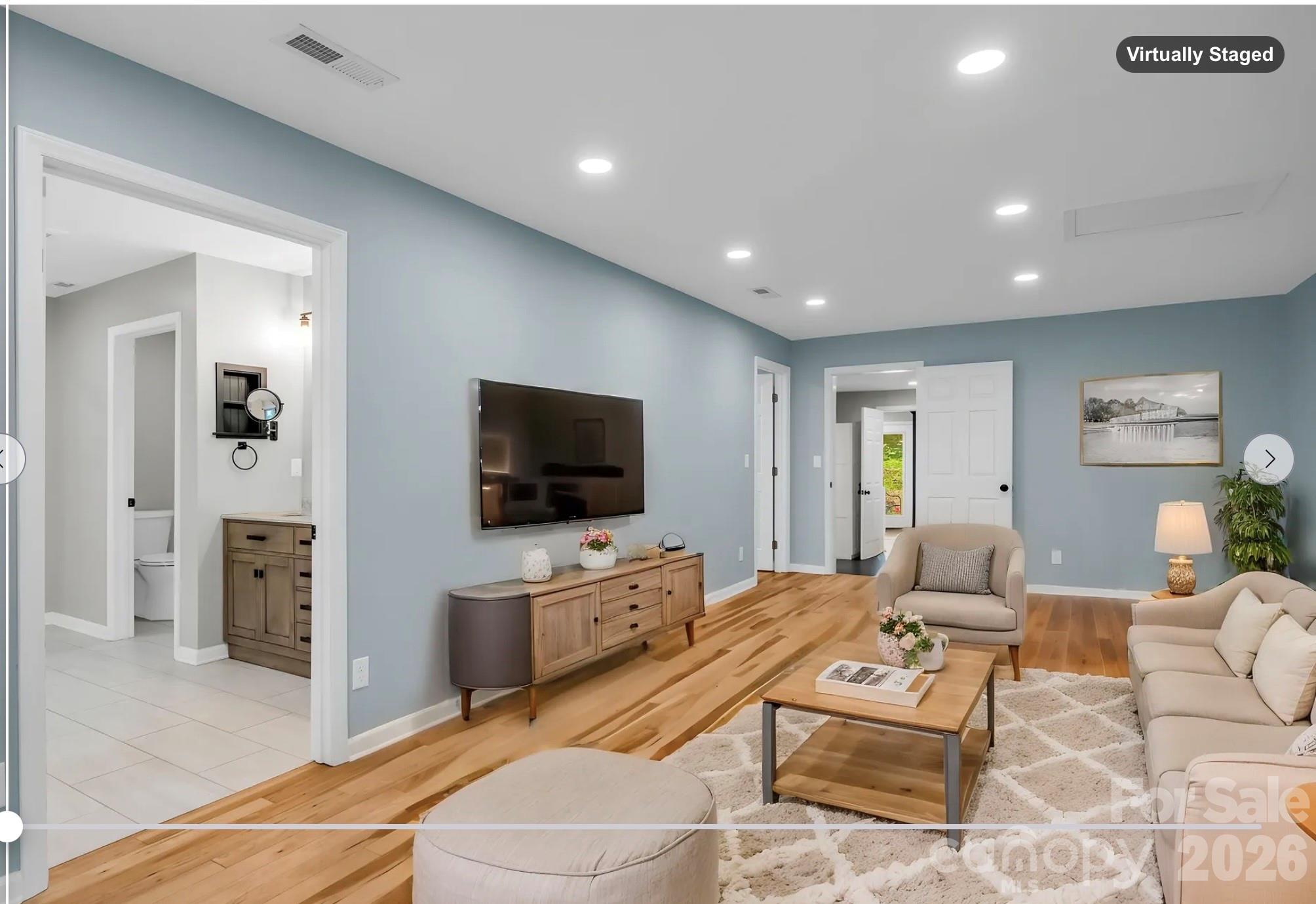 *virtually staged* Primary Bedroom Suite, with spa-inspired bath & dedicated office/private den - 35 Chastain Hill Road, Mills River