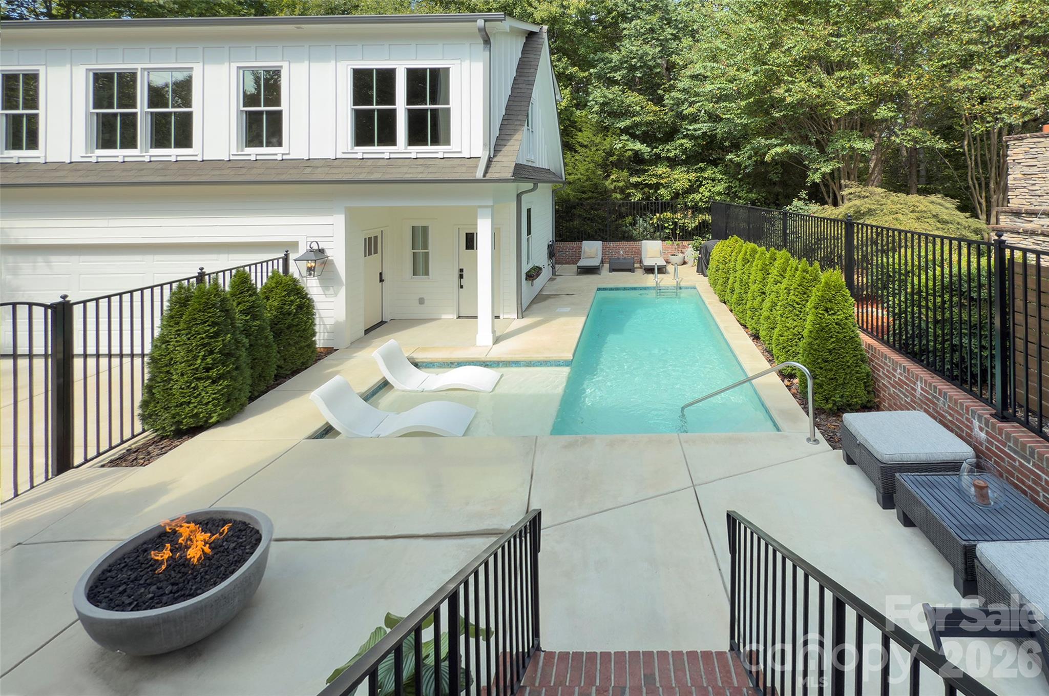 Backyard with gas firepit and saltwater punge pool - 2561 Lower Assembly Drive, Fort Mill