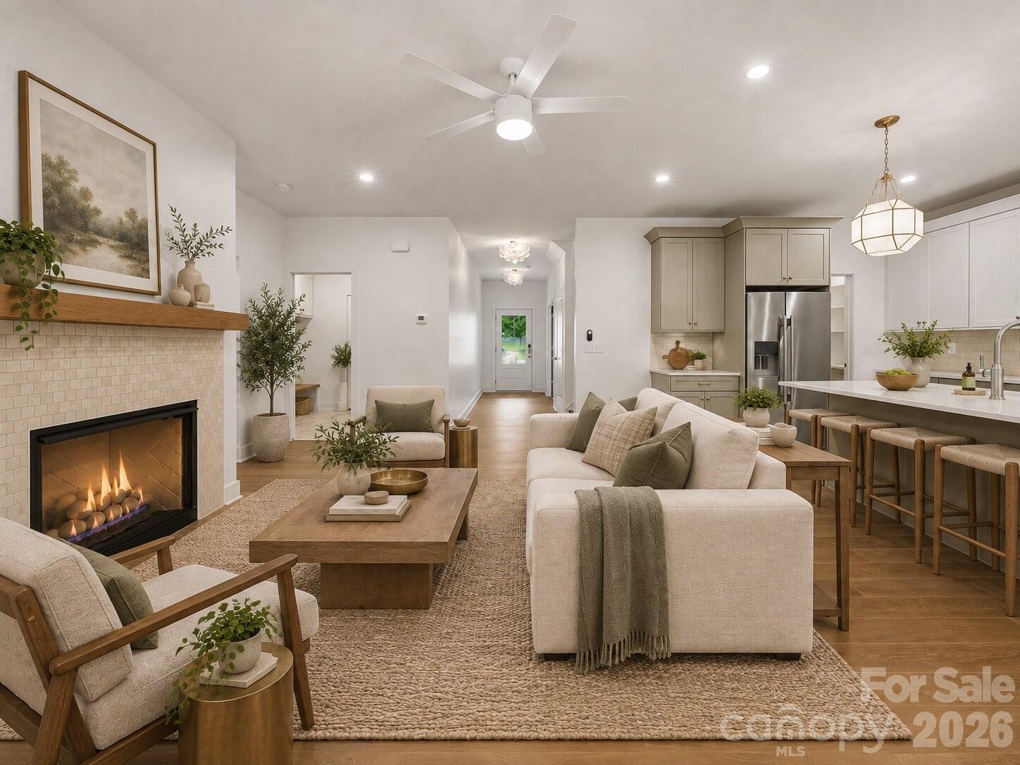 Living room (image contains AI-generated virtual staging). - 2311 Chateau Court, Matthews