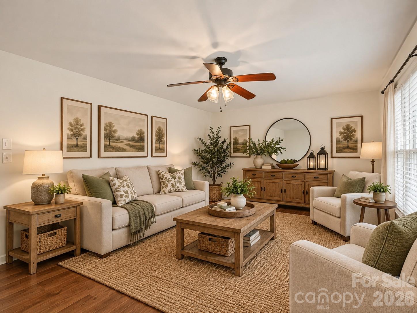 Virtually staged Living Room - 477 Butler Road, Forest City