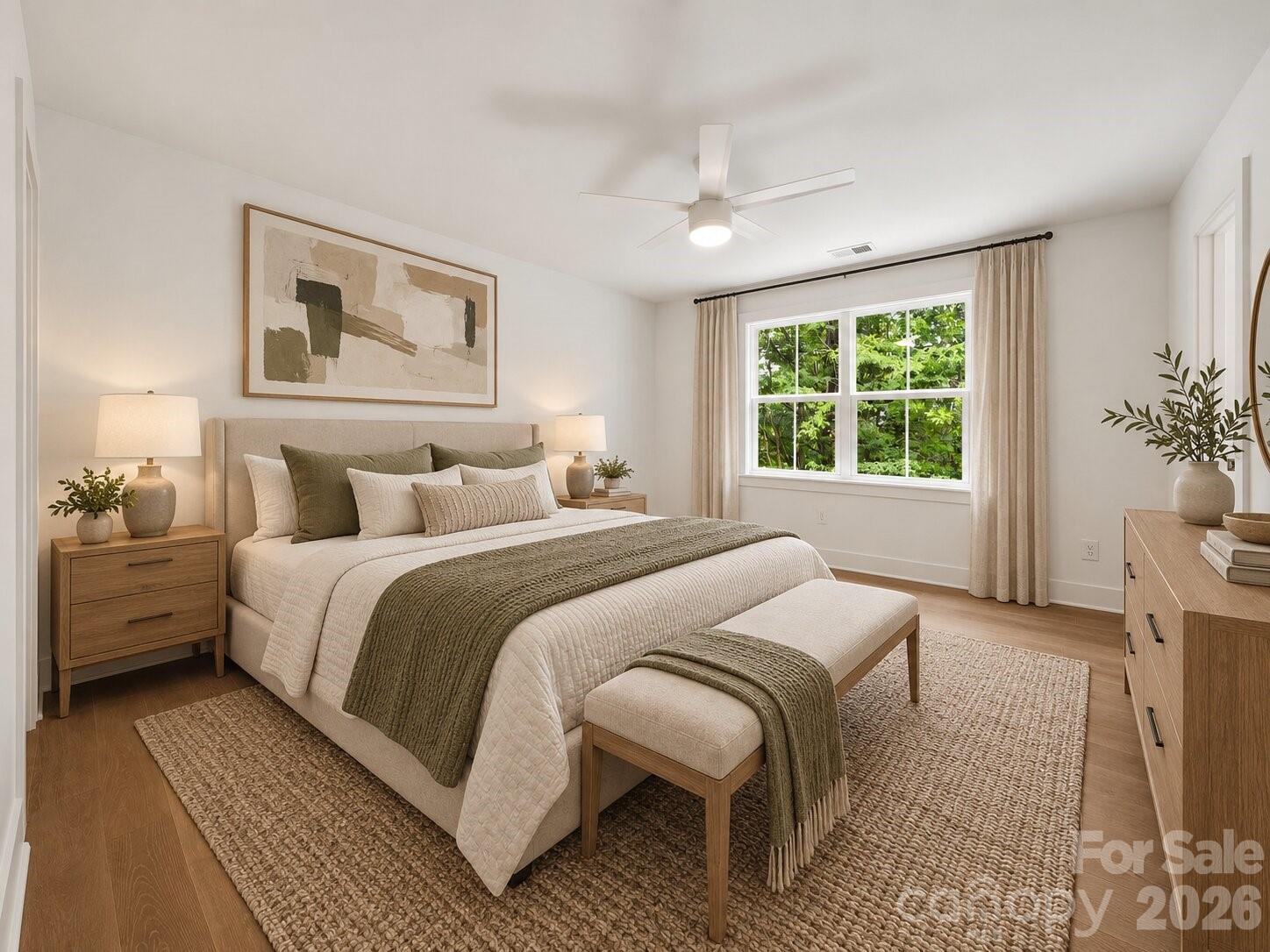 Guest bedroom 1 (image contains AI-generated virtual staging). - 2311 Chateau Court, Matthews
