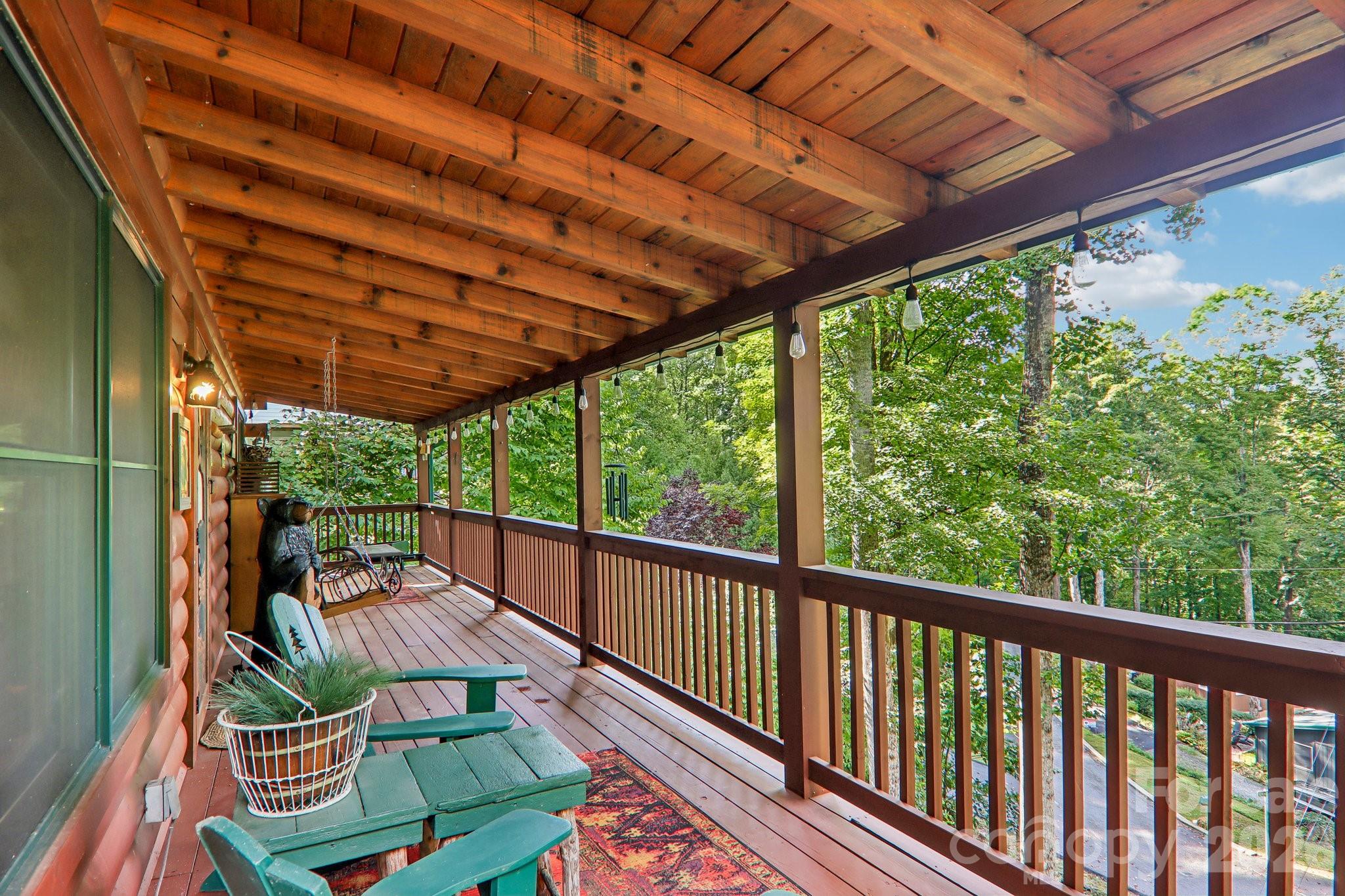 Covered front porch - full length - 230 Forest Drive, Maggie Valley