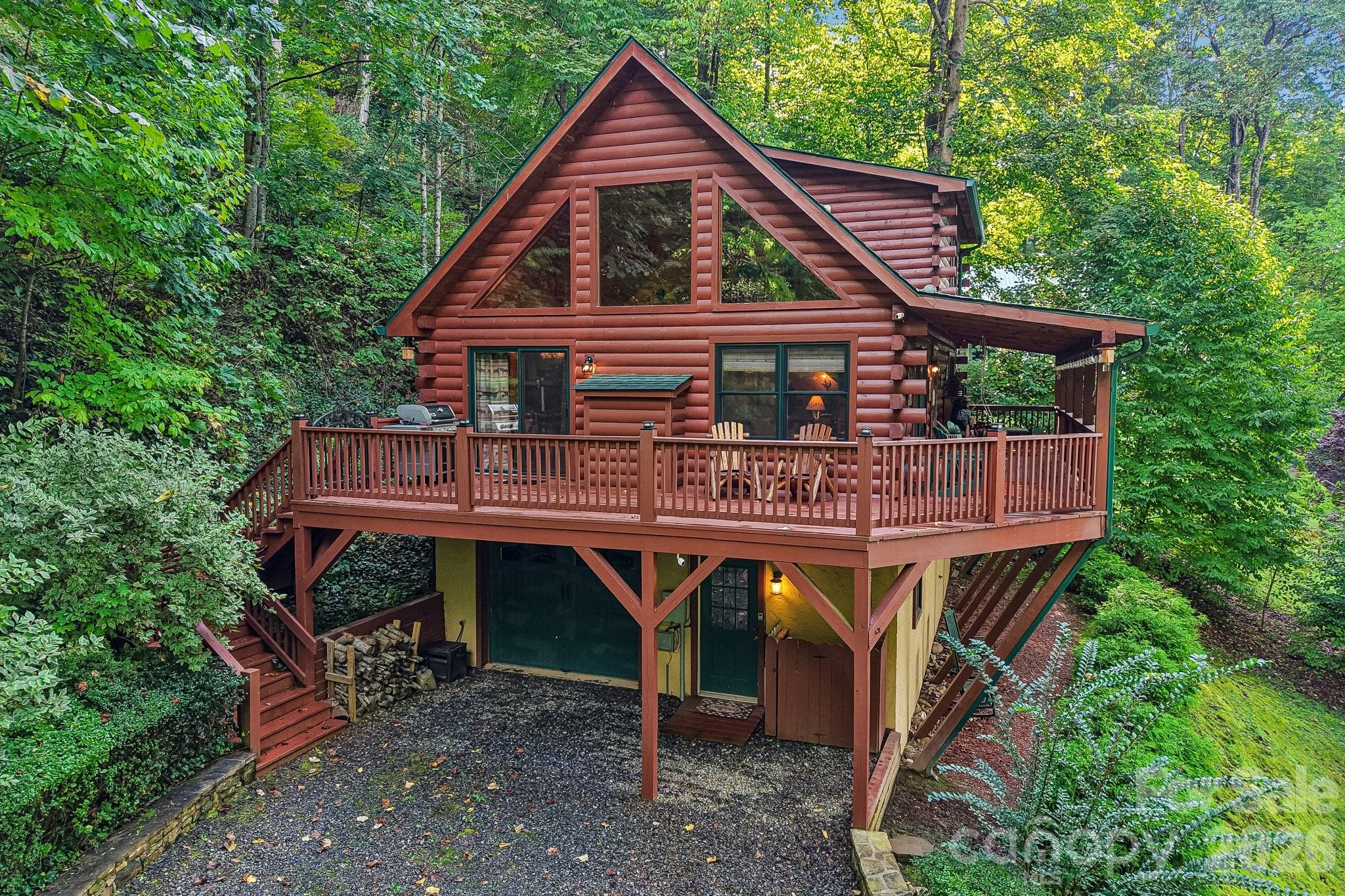 Open deck on front - covered porch on the side - 230 Forest Drive, Maggie Valley