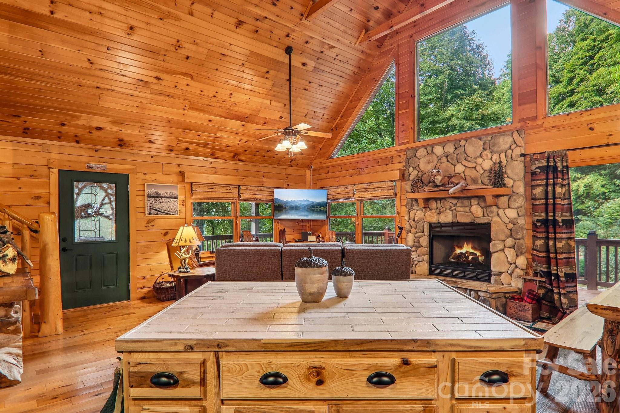 Island with breakfast bar - 230 Forest Drive, Maggie Valley