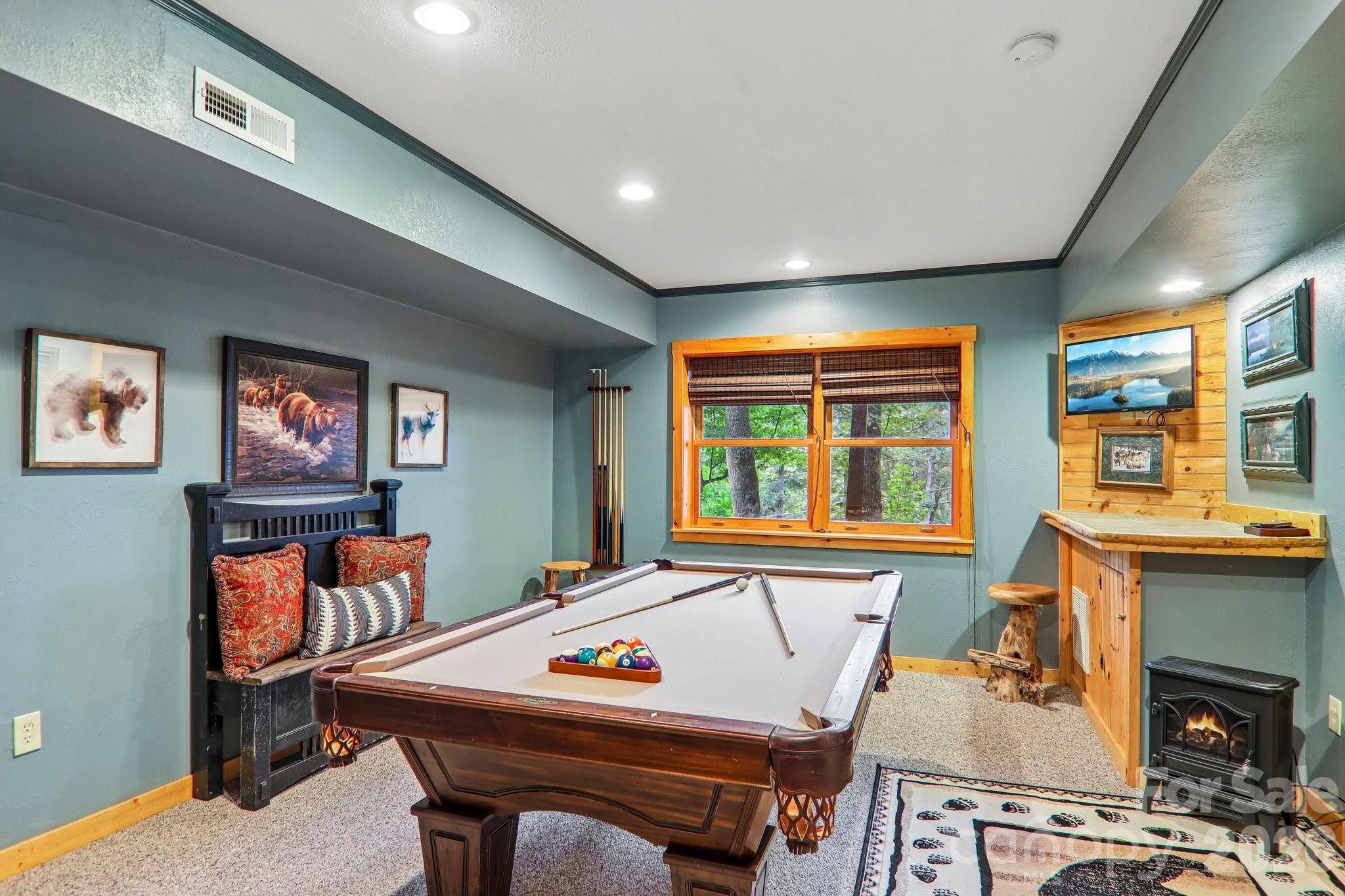 Downstairs lower level billiards - 230 Forest Drive, Maggie Valley