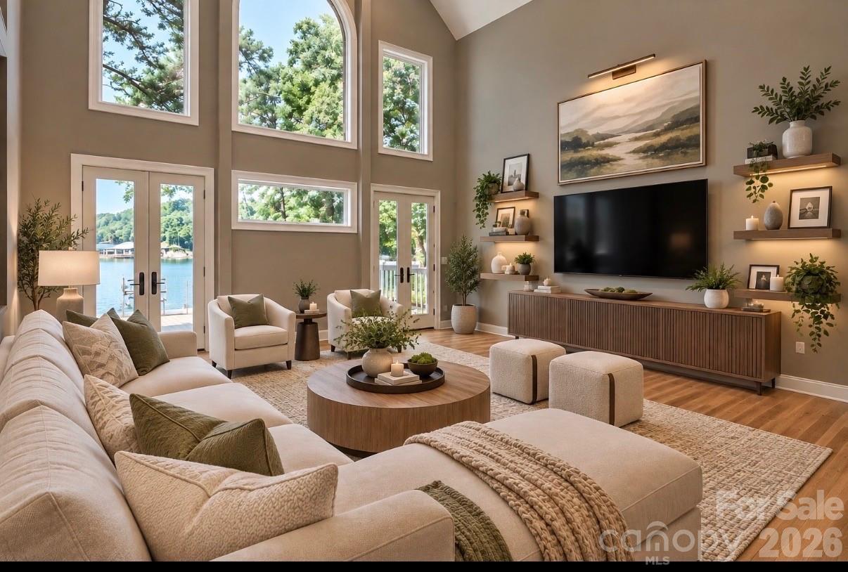 Virtually staged great room. - 140 Holt Lane, Mooresville