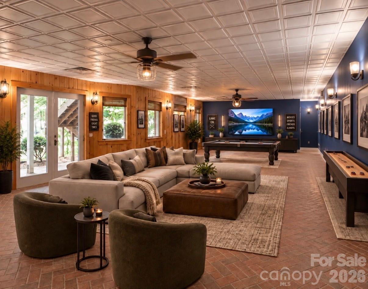 Virtually staged basement family/recreation room. - 140 Holt Lane, Mooresville