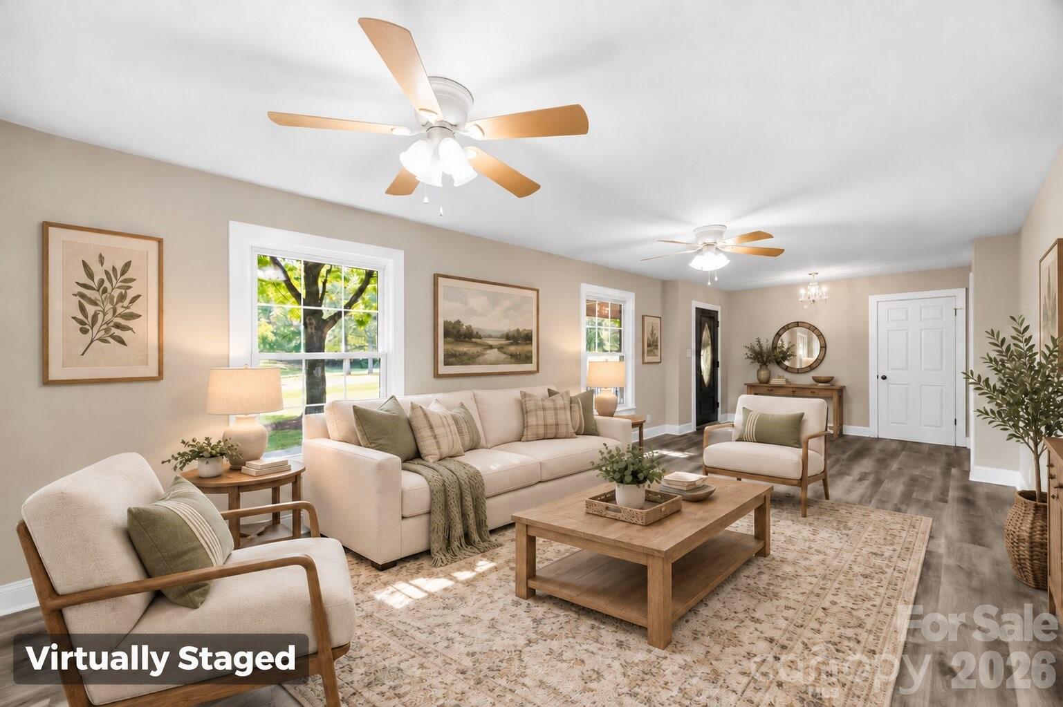 Virtually Staged Living Room - 4355 Franklin Community Center Road, Salisbury