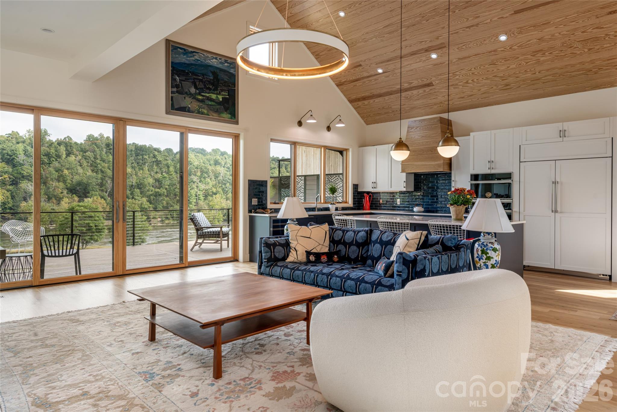 Open floor plan , with sliding doors towards outside deck - 6 River Run, Asheville