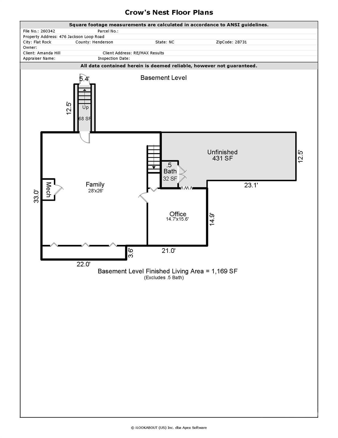 Basement Floor Plan - 476 Jackson Loop Road, Flat Rock